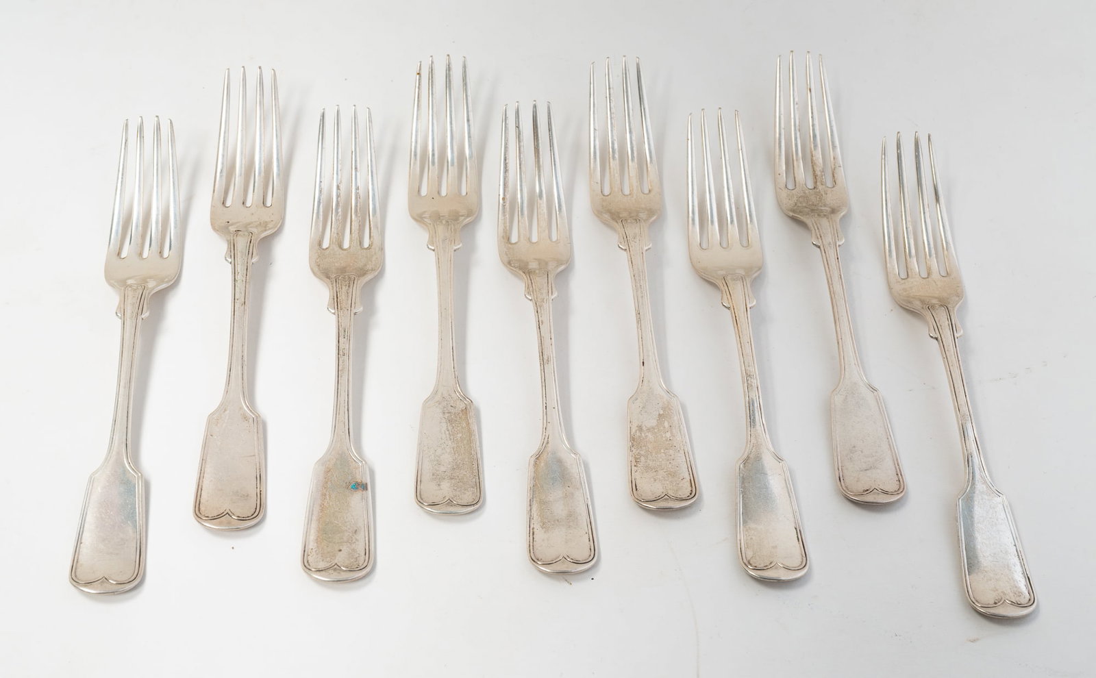 NINE CANFIELD & BROTHER COIN SILVER FORKS. (1 of 3)