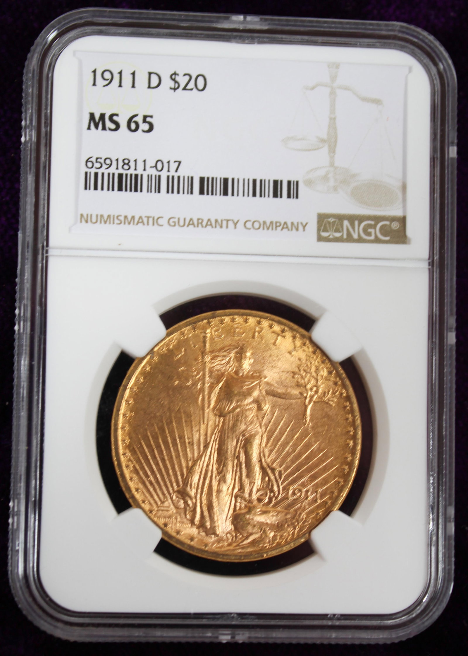 U.S. GOLD 1911 $20 SAINT GAUDENS COIN. (1 of 4)