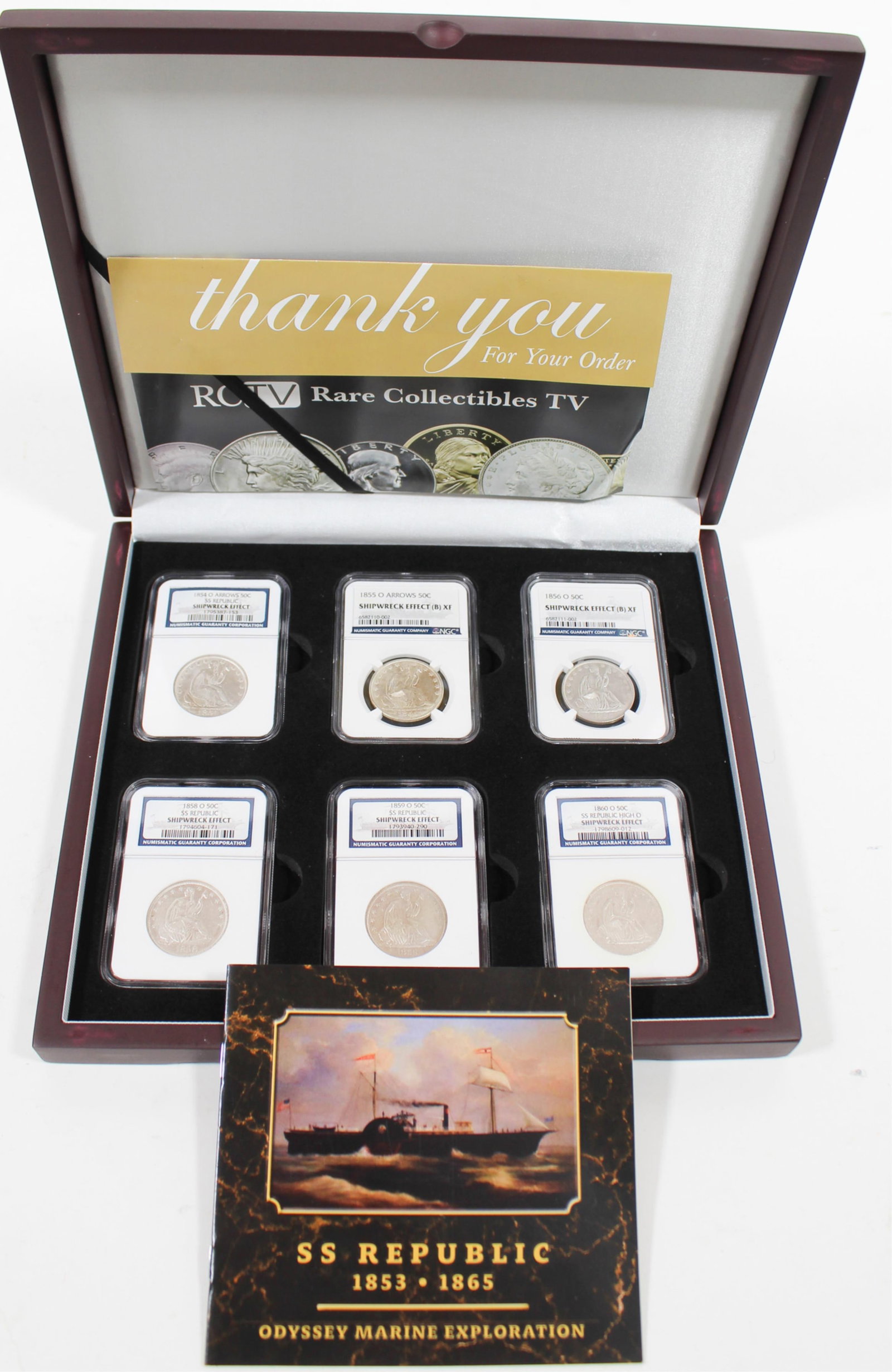 SIX-COIN SS REPUBLIC SHIPWRECK HALF DOLLAR SET. (1 of 5)