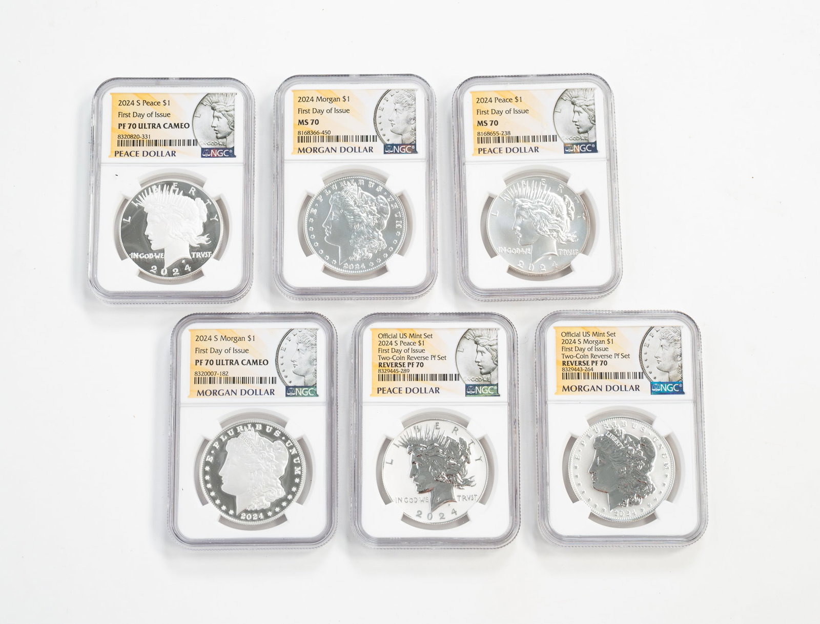 INCREDIBLE SET OF 6 U.S. SILVER 2024 MORGAN $1 COINS. (1 of 5)