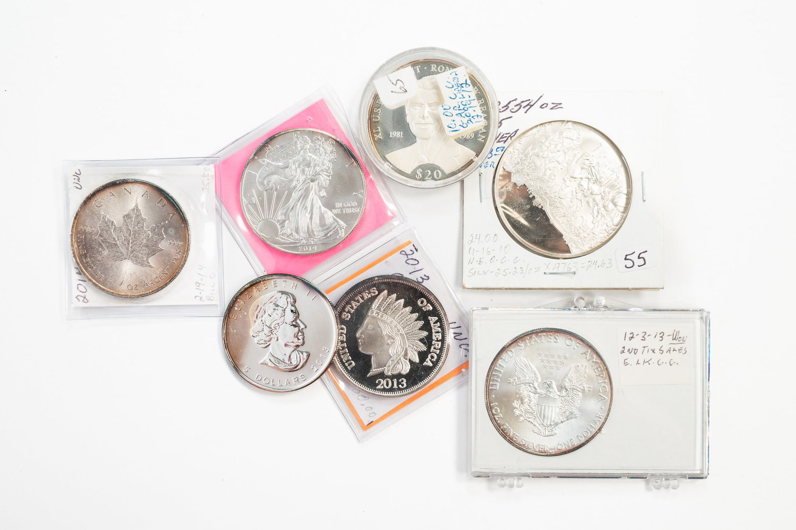 GROUP OF FINE SILVER COINS AND COMMEMORATIVE TOKENS. (1 of 6)