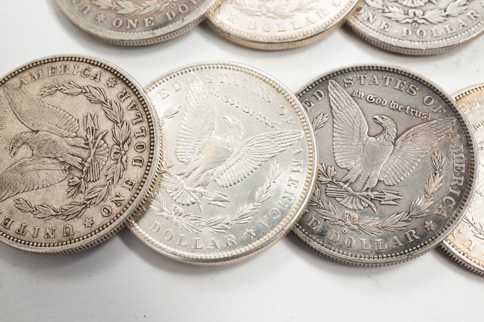 EIGHT MORGAN SILVER DOLLARS. - 4