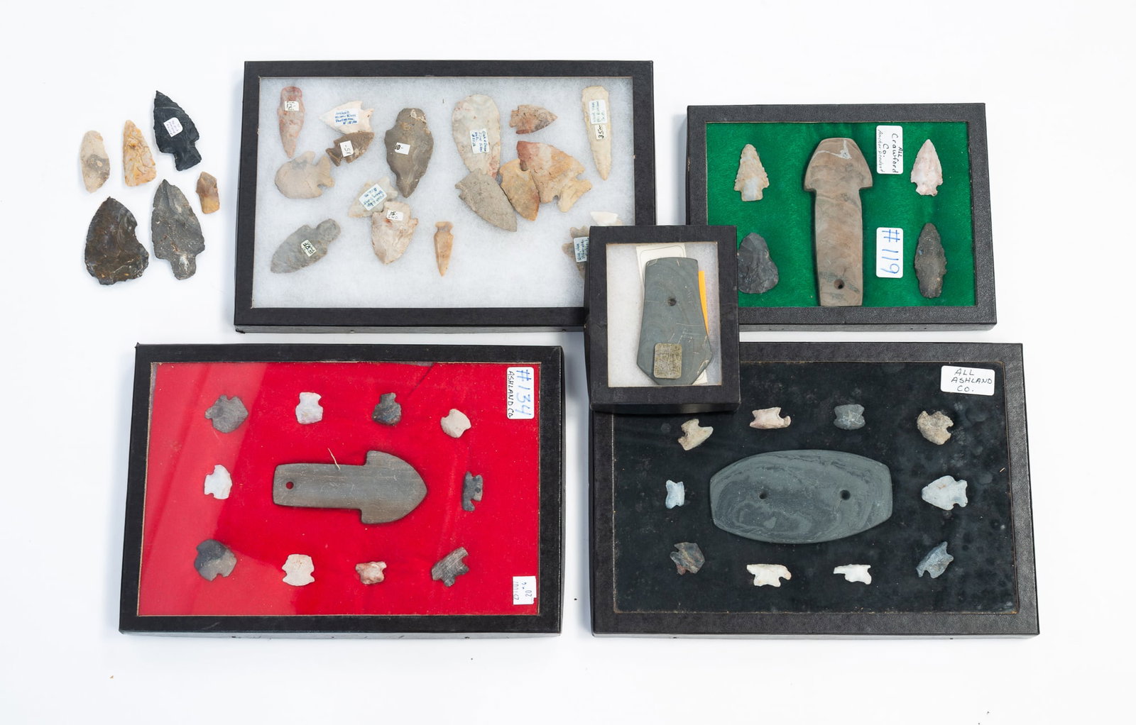 COLLECTION OF OHIO NATIVE AMERICAN STONE ITEMS. (1 of 5)