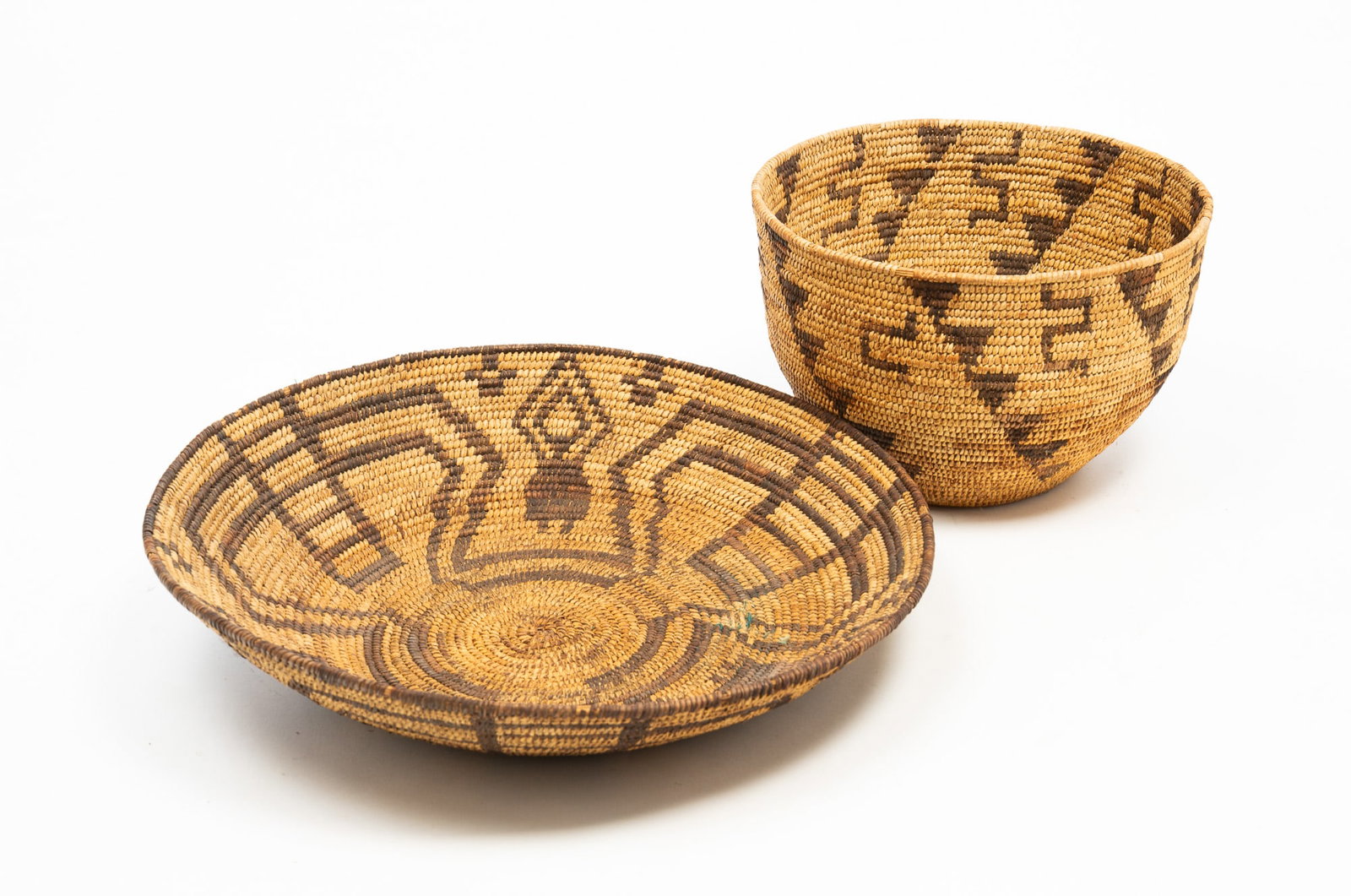 TWO PIMA WOVEN BASKETS. - 2