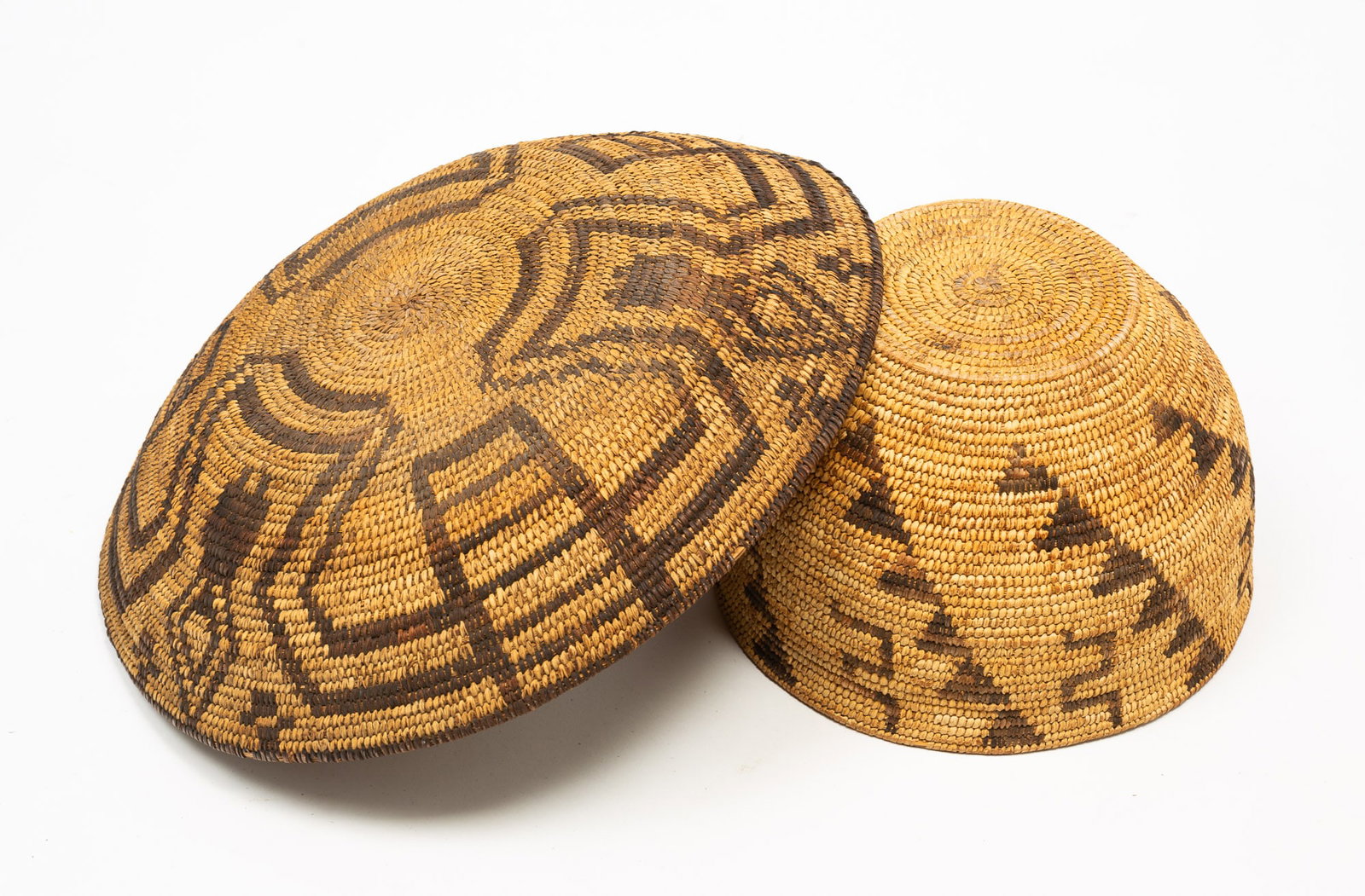 TWO PIMA WOVEN BASKETS. - 4