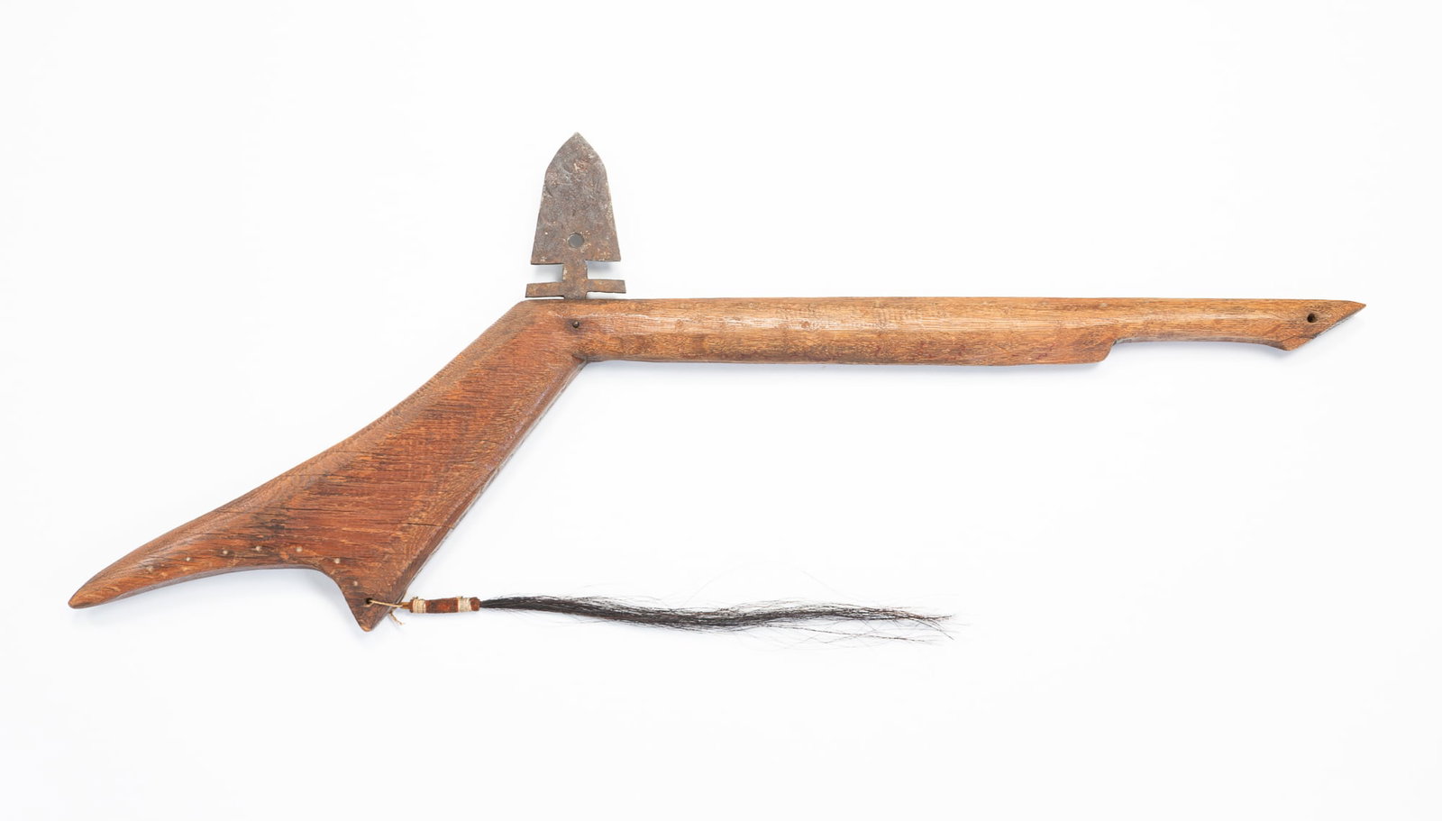 NATIVE AMERICAN GUNSTOCK WAR CLUB WITH KNIFE. (1 of 5)