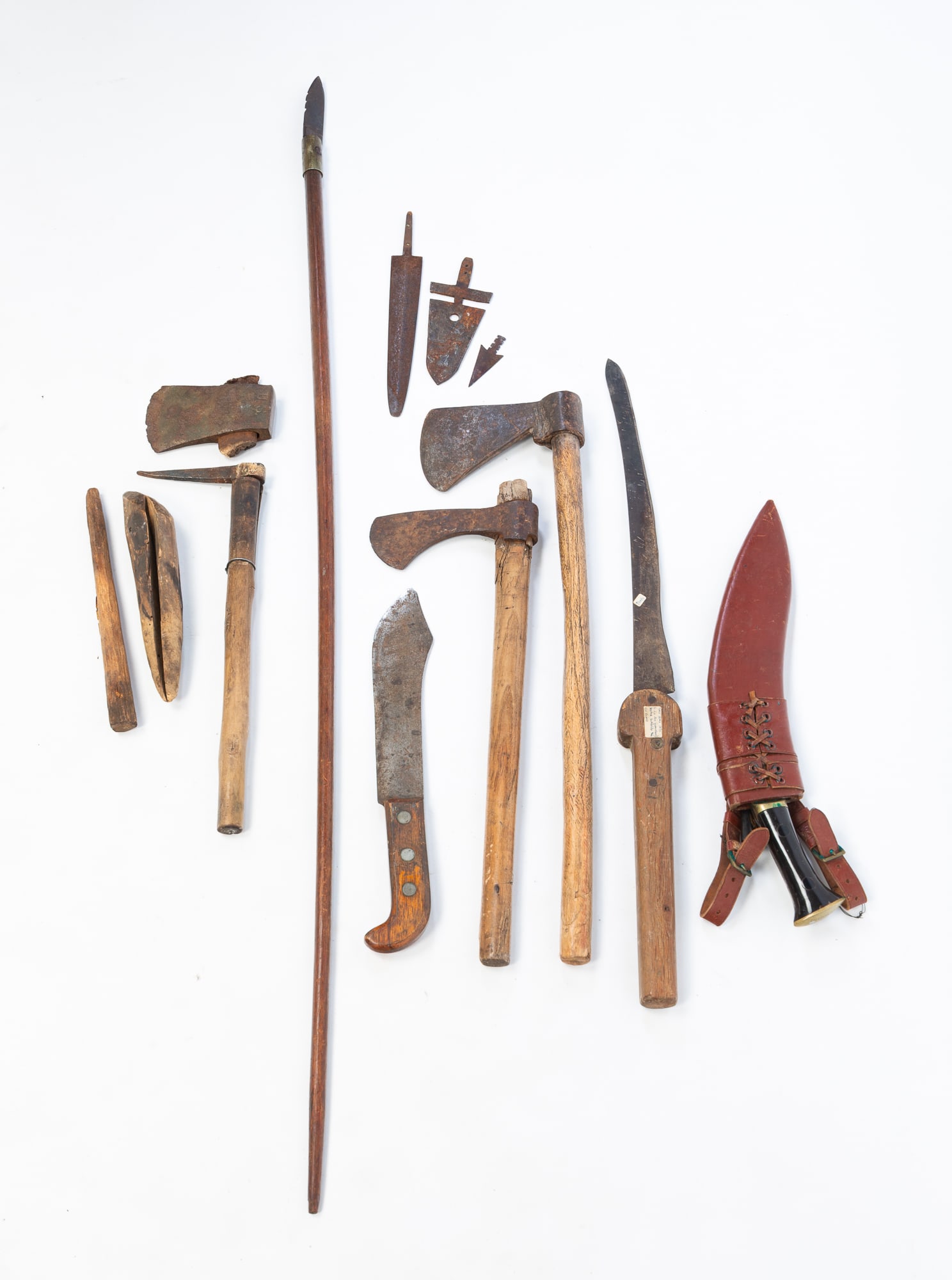 GROUP OF KNIVES, AXES, AND TOOLS. (1 of 10)
