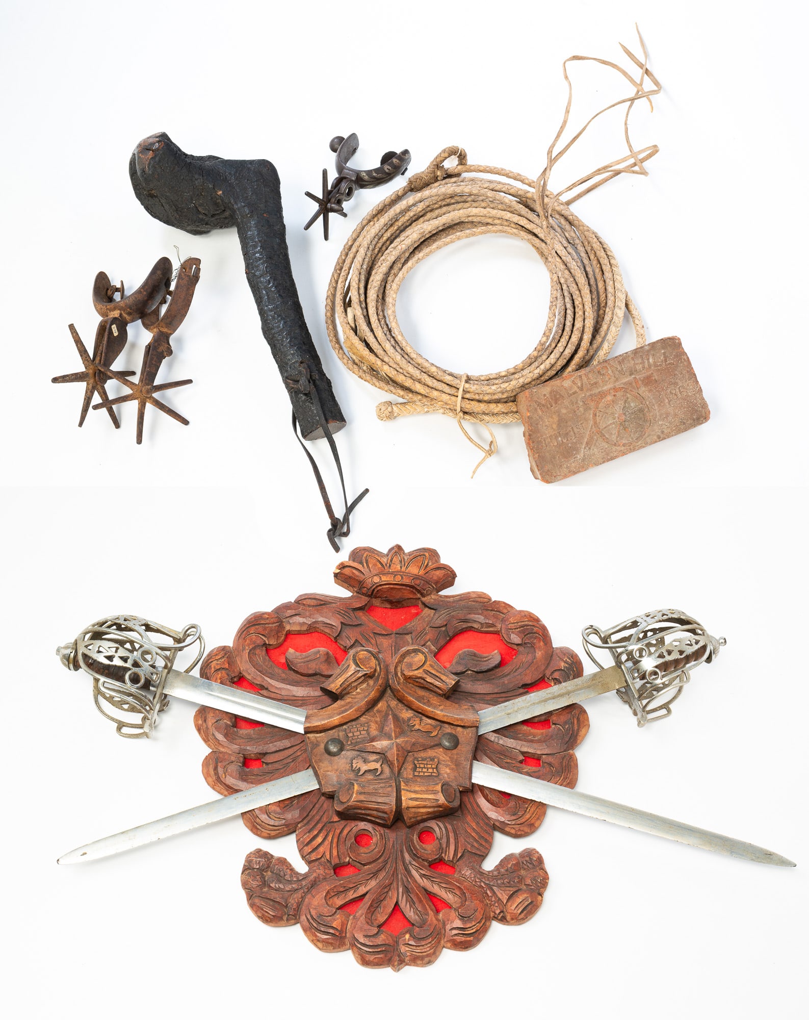 GROUP OF GENTLEMAN COLLECTOR'S ITEMS, INCL. SPANISH COAT OF ARMS. (1 of 11)