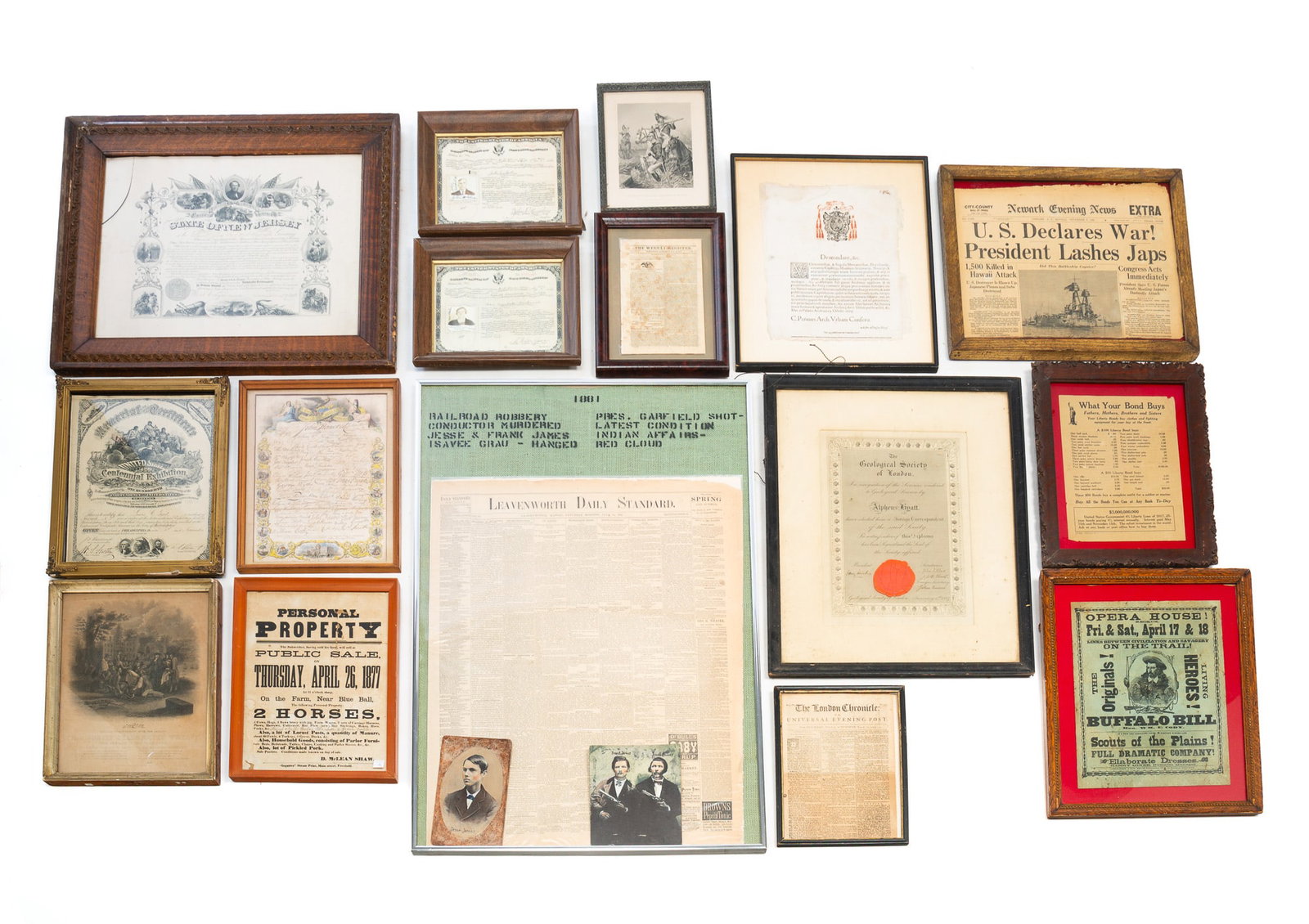 GROUP OF PRINTS, DOCUMENTS, AND NEWSPAPERS. (1 of 12)
