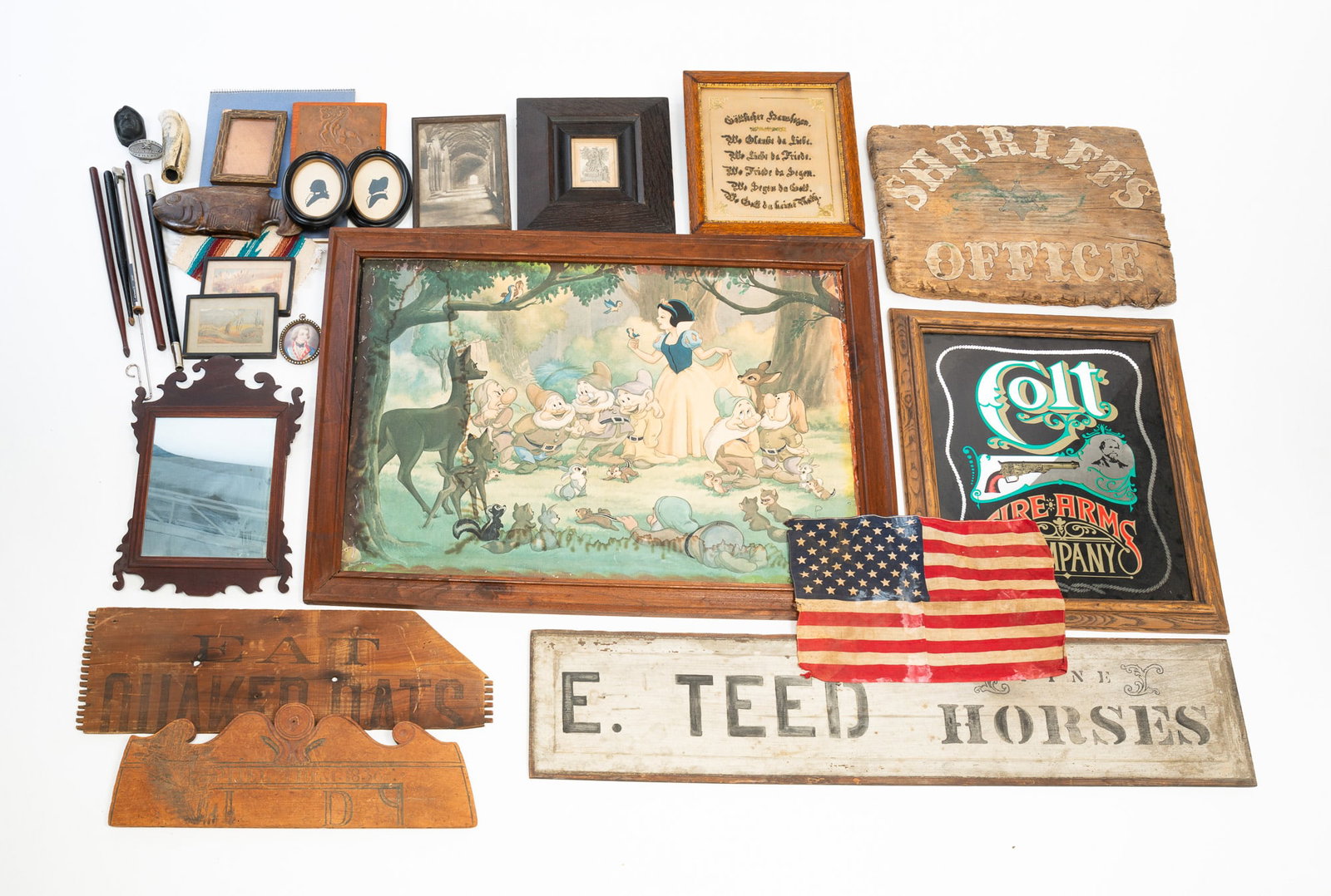 ECLECTIC GROUP OF HOUSEHOLD ITEMS, INCL. COLT ADVERTISING MIRROR. (1 of 13)