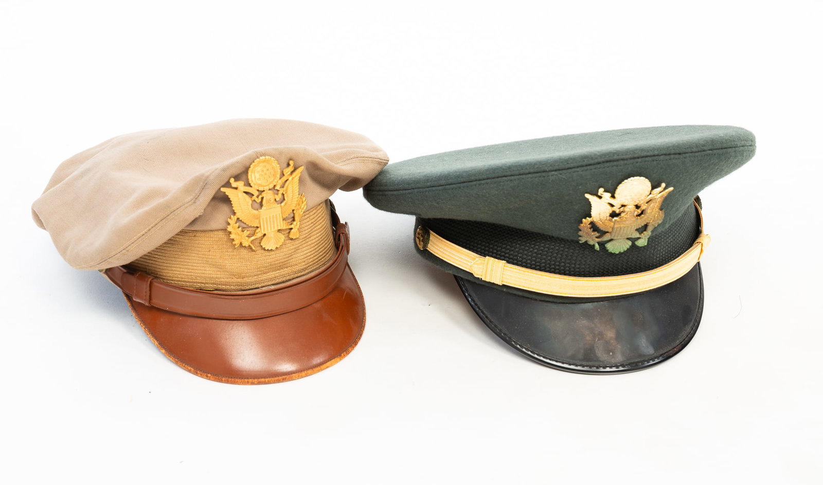 TWO U.S. MILITARY OFFICERS' VISOR CAPS. (1 of 6)