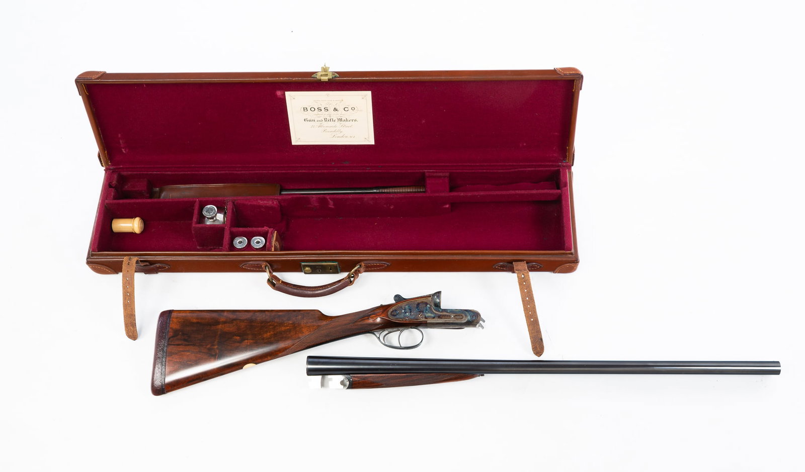 BOSS & CO. SIDE BY SIDE 12-GAUGE SIDE LOCK SHOTGUN. (1 of 8)