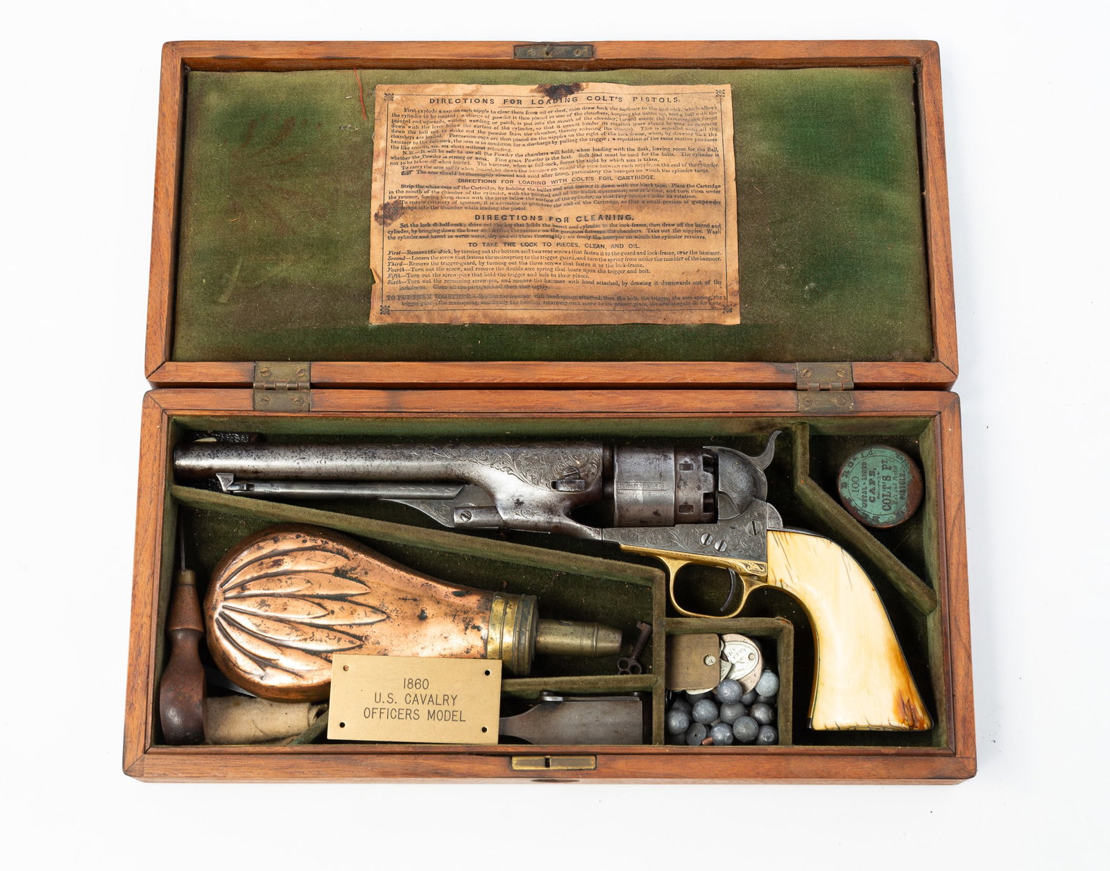 CASED 1860 COLT ARMY REVOLVER WITH ENGRAVING. (1 of 8)