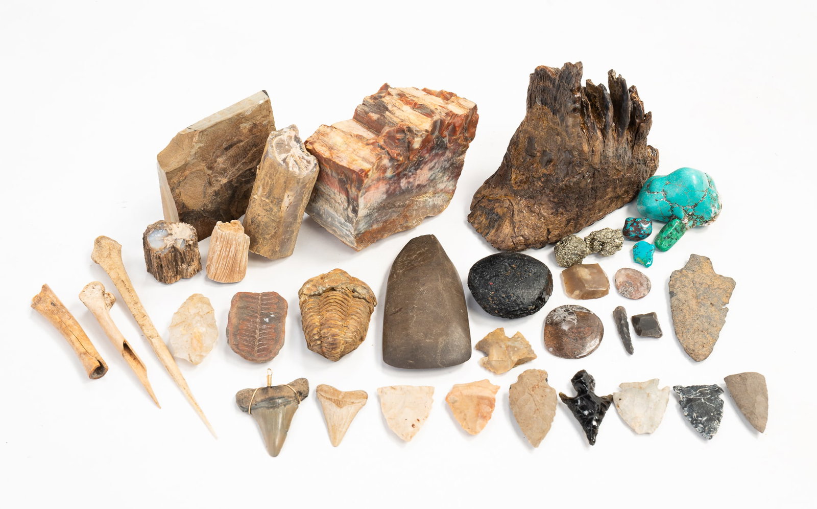 LARGE GROUP OF ARCHAEOLOGICAL FINDS, INCLUDING FOSSILS. (1 of 6)
