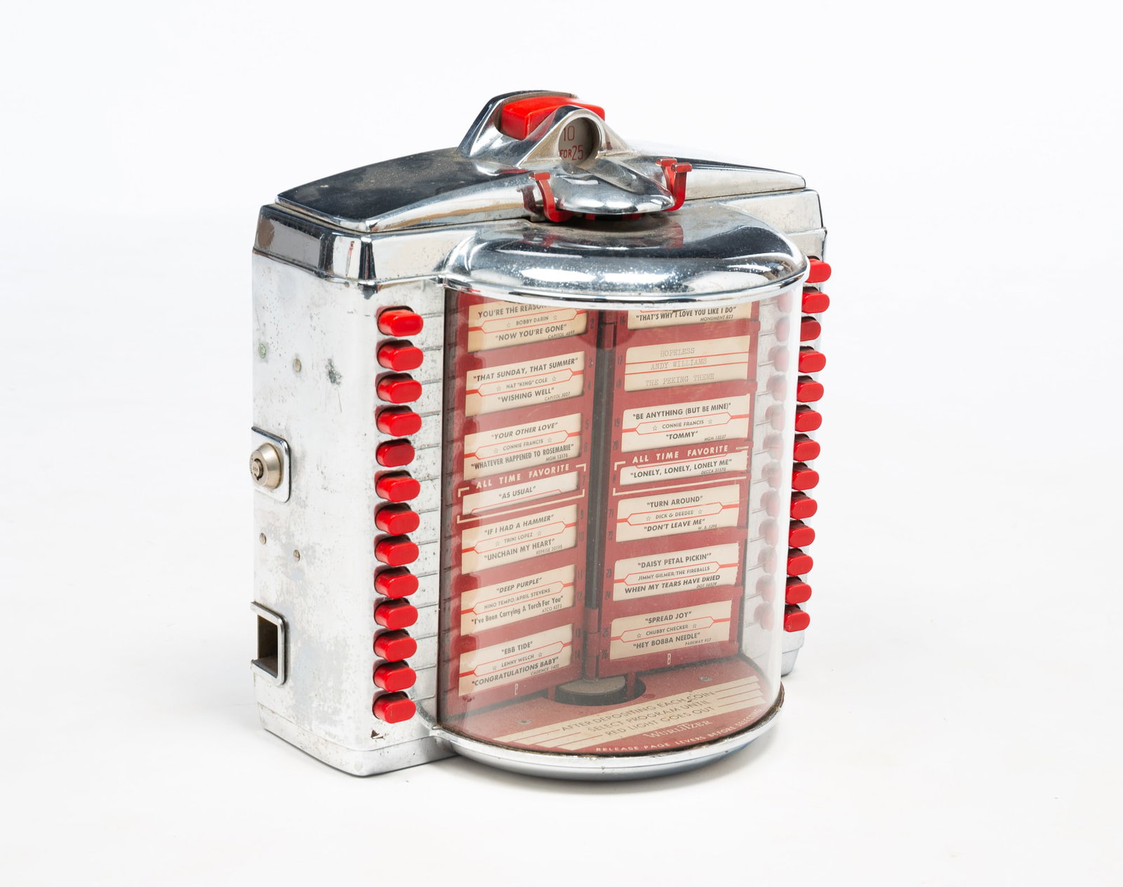 WURLITZER CHROME TABLETOP COIN-OP JUKEBOX SELECTOR. (1 of 5)