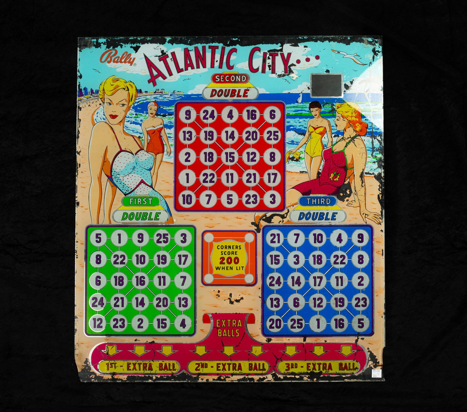 BALLY ATLANTIC CITY BINGO PINBALL MACHINE BACKGLASS. (1 of 4)