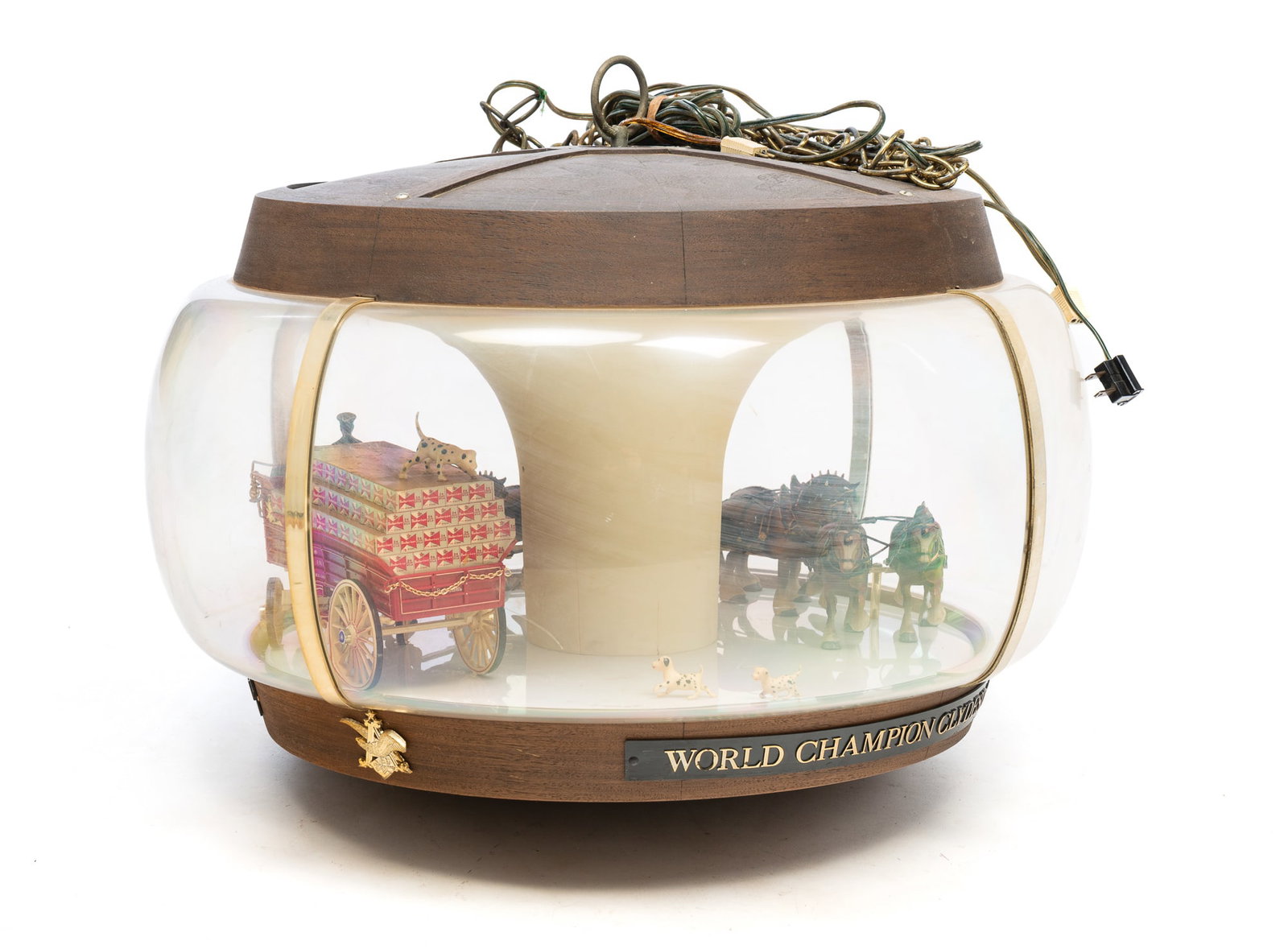 BUDWEISER "WORLD CHAMPION CLYDESDALE TEAM" ADVERTISING CAROUSEL PENDANT LAMP. (1 of 4)