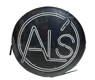 "AL'S" NEON HANGING BAR SIGN.