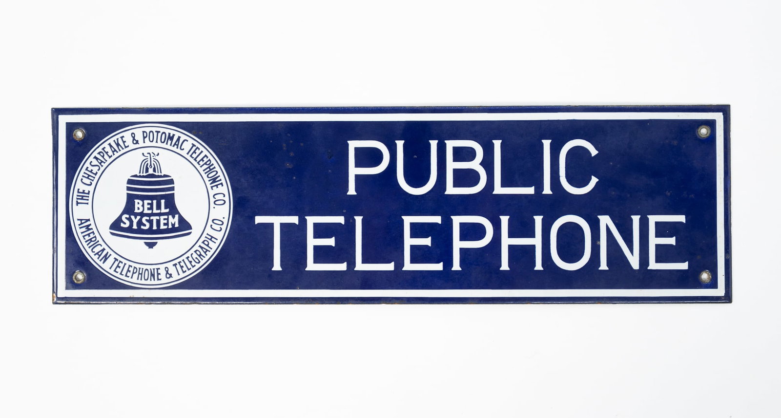 BELL SYSTEM PORCELAIN PUBLIC TELEPHONE SIGN. (1 of 3)