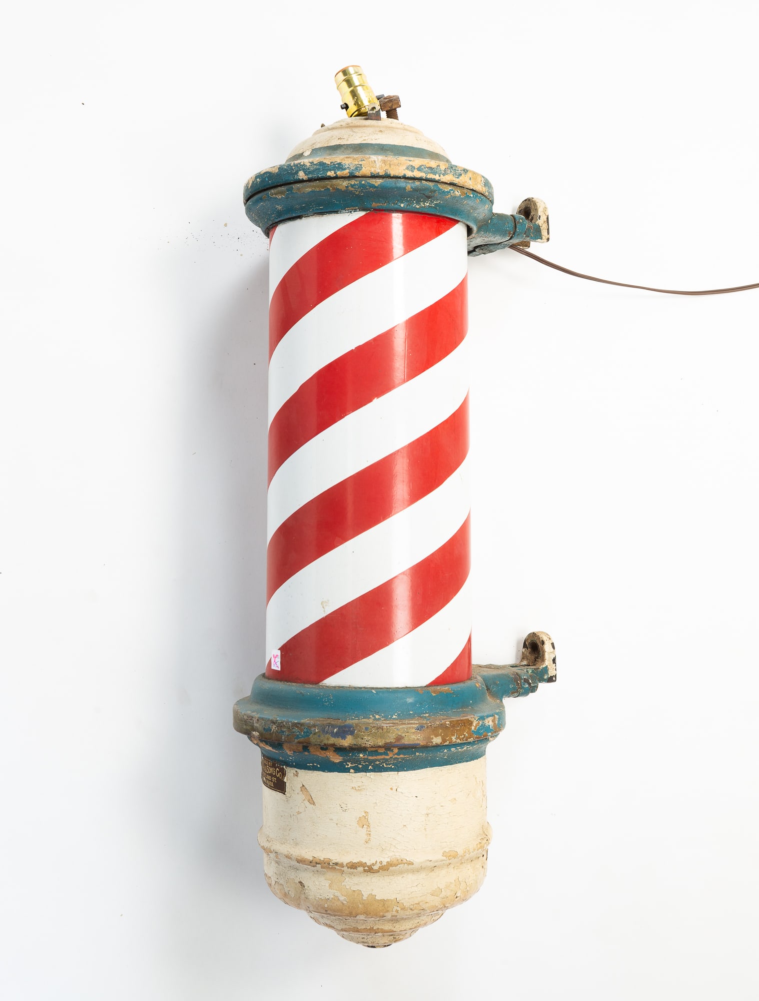 T. NOONAN & SONS WALL-MOUNTED BARBER POLE. (1 of 5)