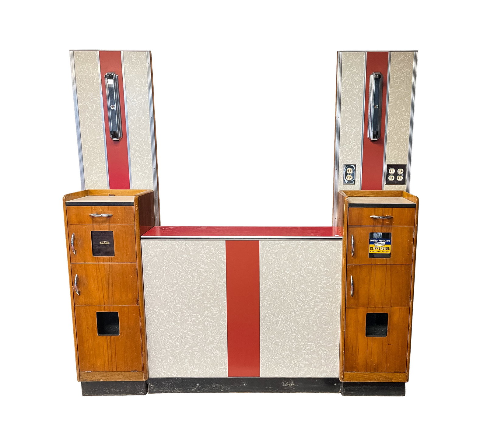 TWO VINTAGE BARBER SHOP STATIONS. (1 of 4)