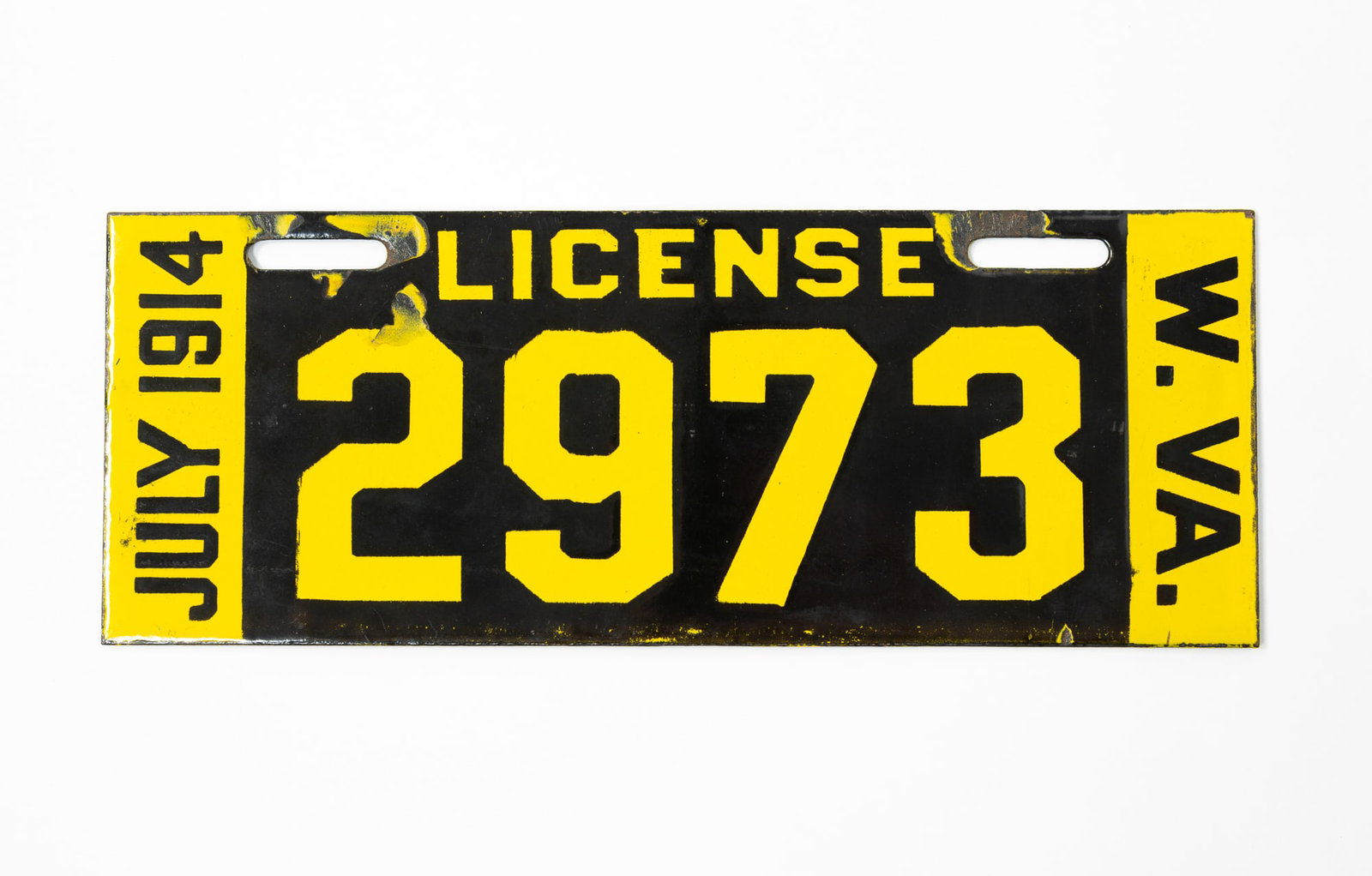 WEST VIRGINIA 1914 ENAMELED LICENSE PLATE. (1 of 2)