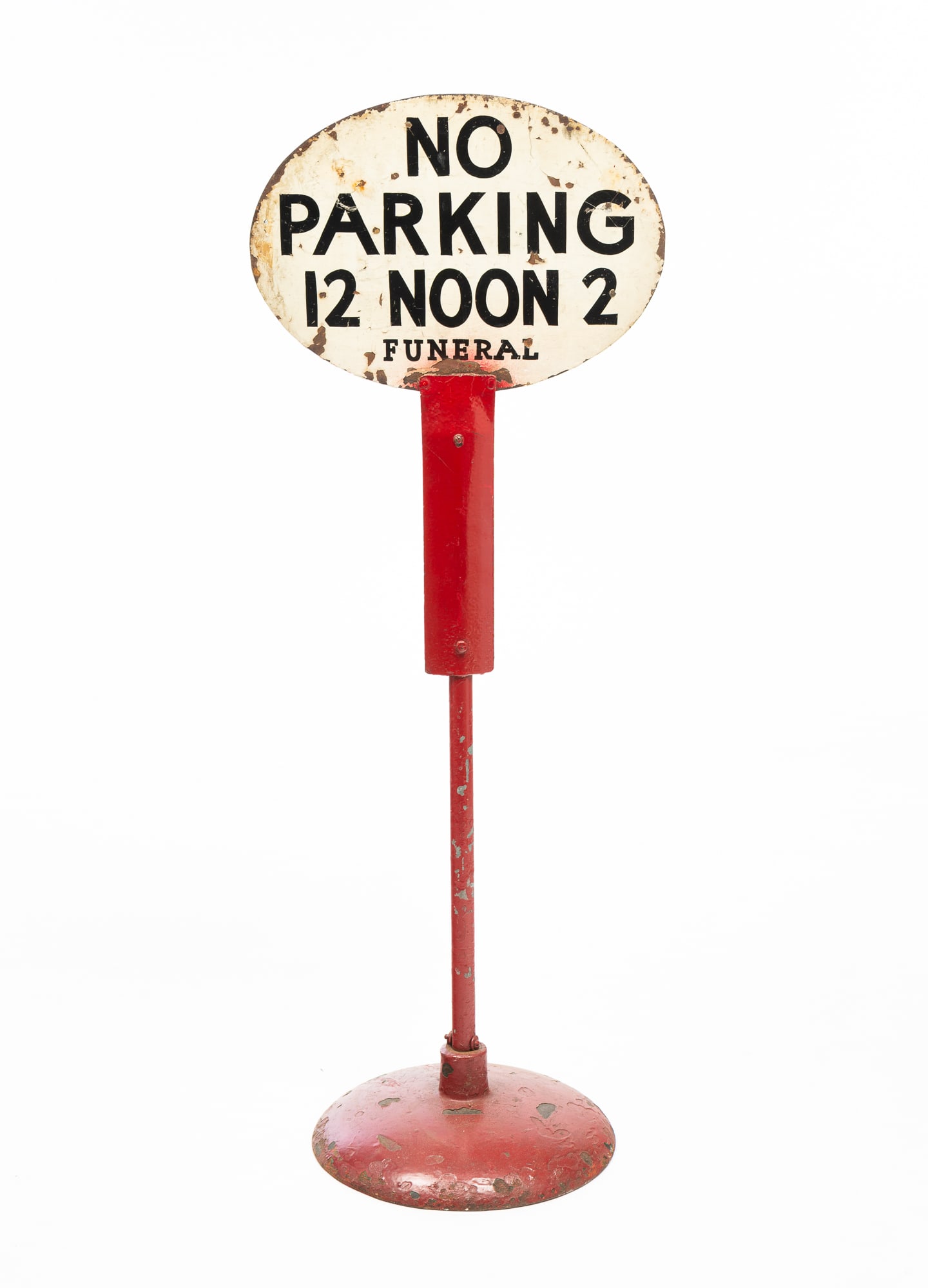 AMERICAN "NO PARKING" FUNERAL SIGN ON STAND. (1 of 3)