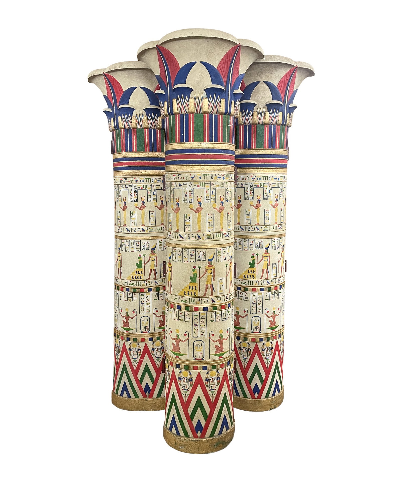 THREE LARGE EGYPTIAN STYLE FIBERGLASS THEATER COLUMNS. (1 of 7)