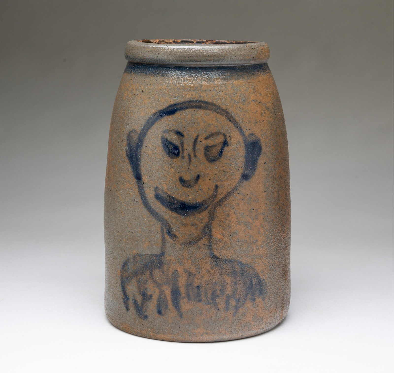 SCARCE, IMPORTANT, AND LIKELY UNIQUE SOUTHWESTERN PENNSYLVANIA COBALT-DECORATED STONEWARE JAR WITH (1 of 6)
