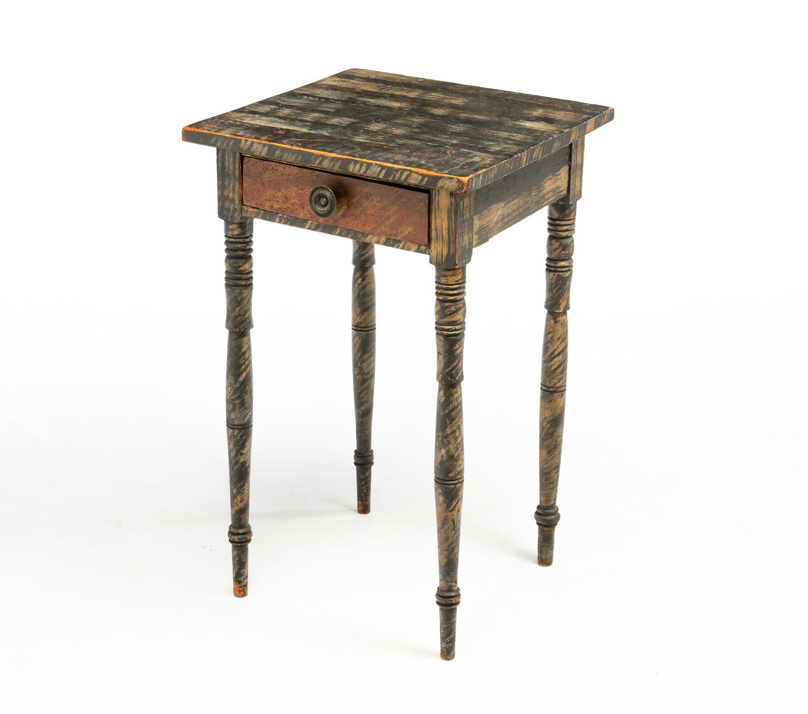 NEW HAMPSHIRE SHERATON PAINT-DECORATED ONE DRAWER STAND. (1 of 6)