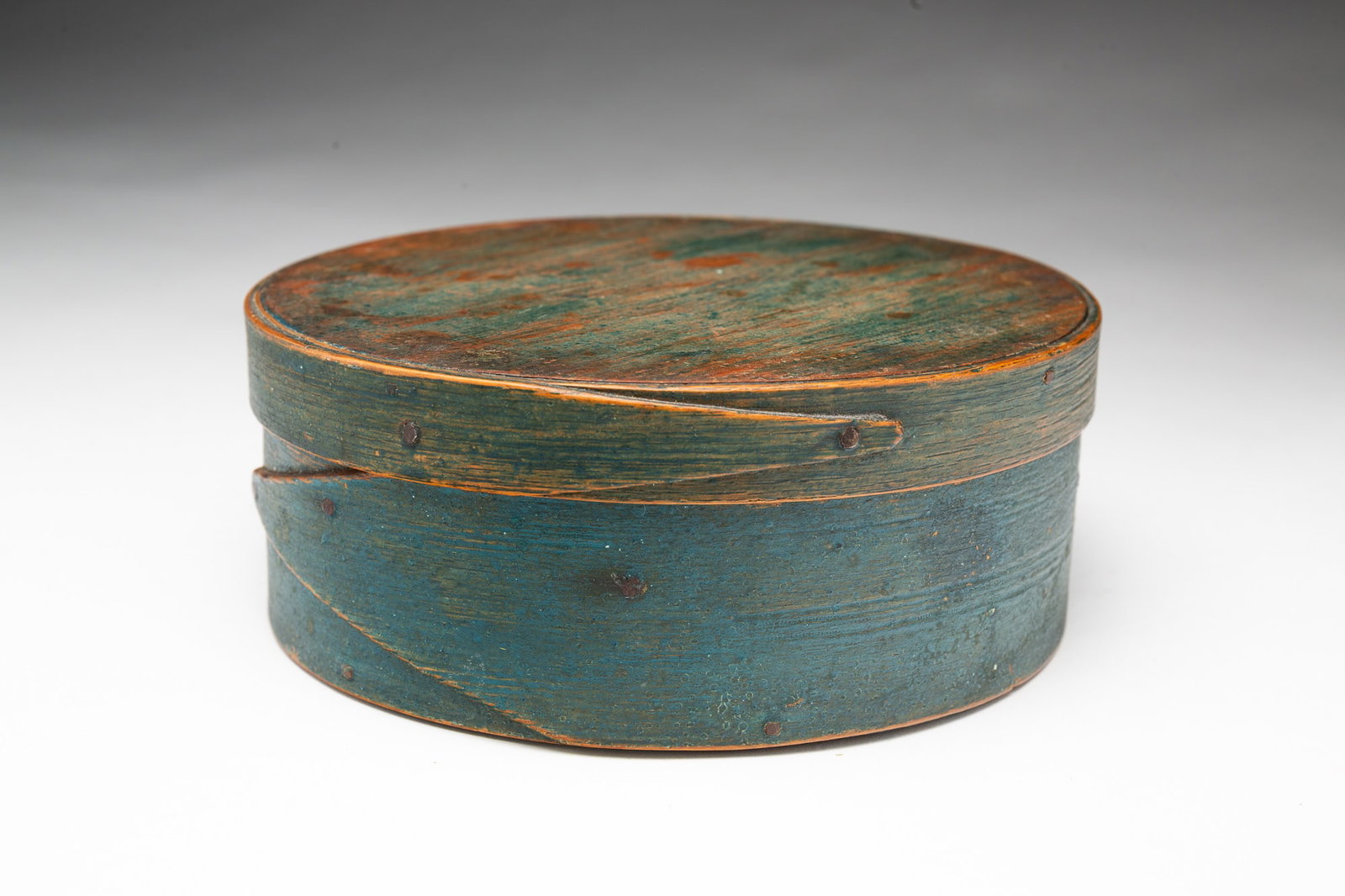 DIMINUTIVE BENTWOOD PANTRY BOX WITH ORIGINAL BLUE-GREEN PAINT. (1 of 4)