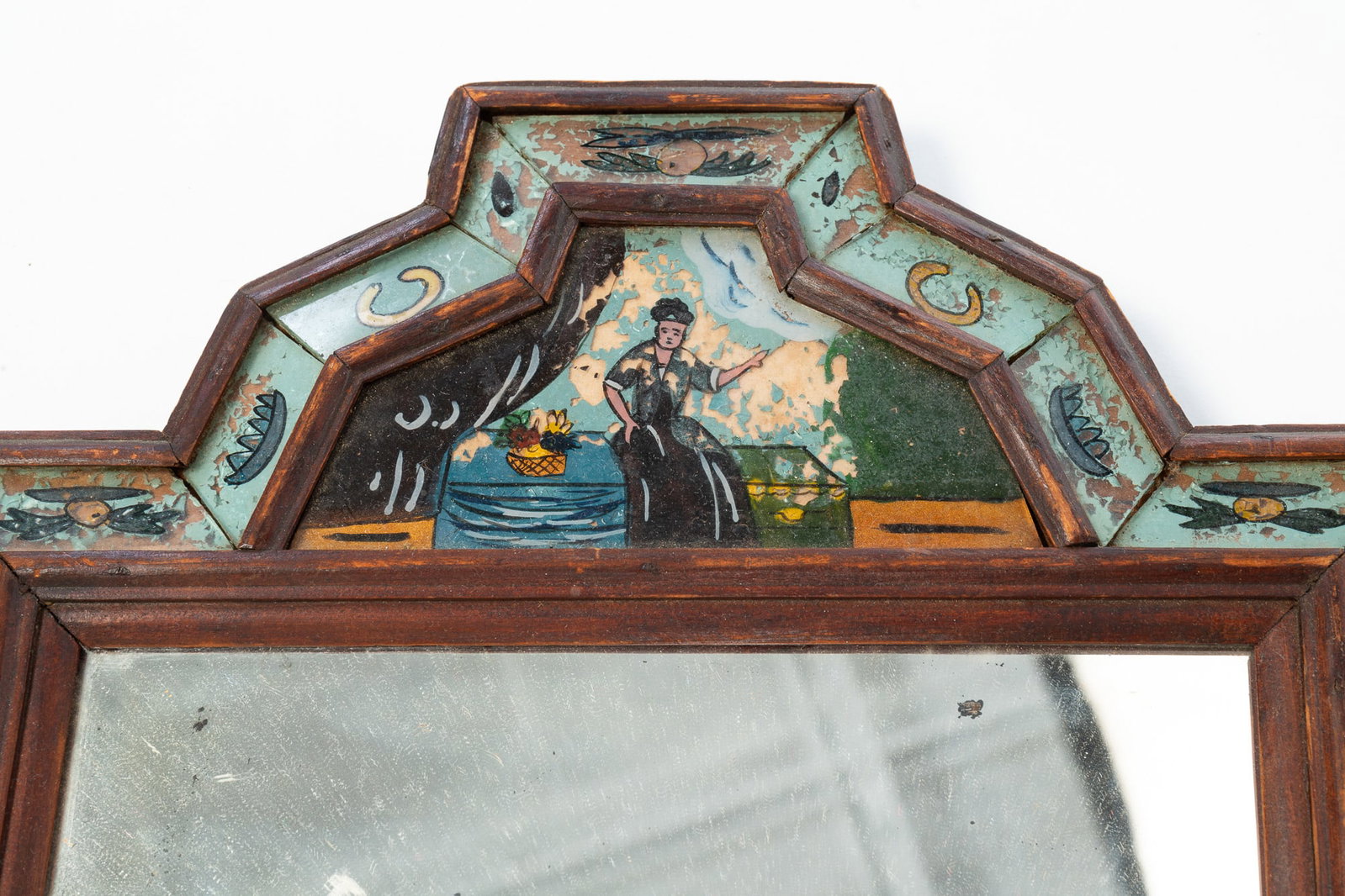 REVERSE-PAINTED COURTING MIRROR. - 2