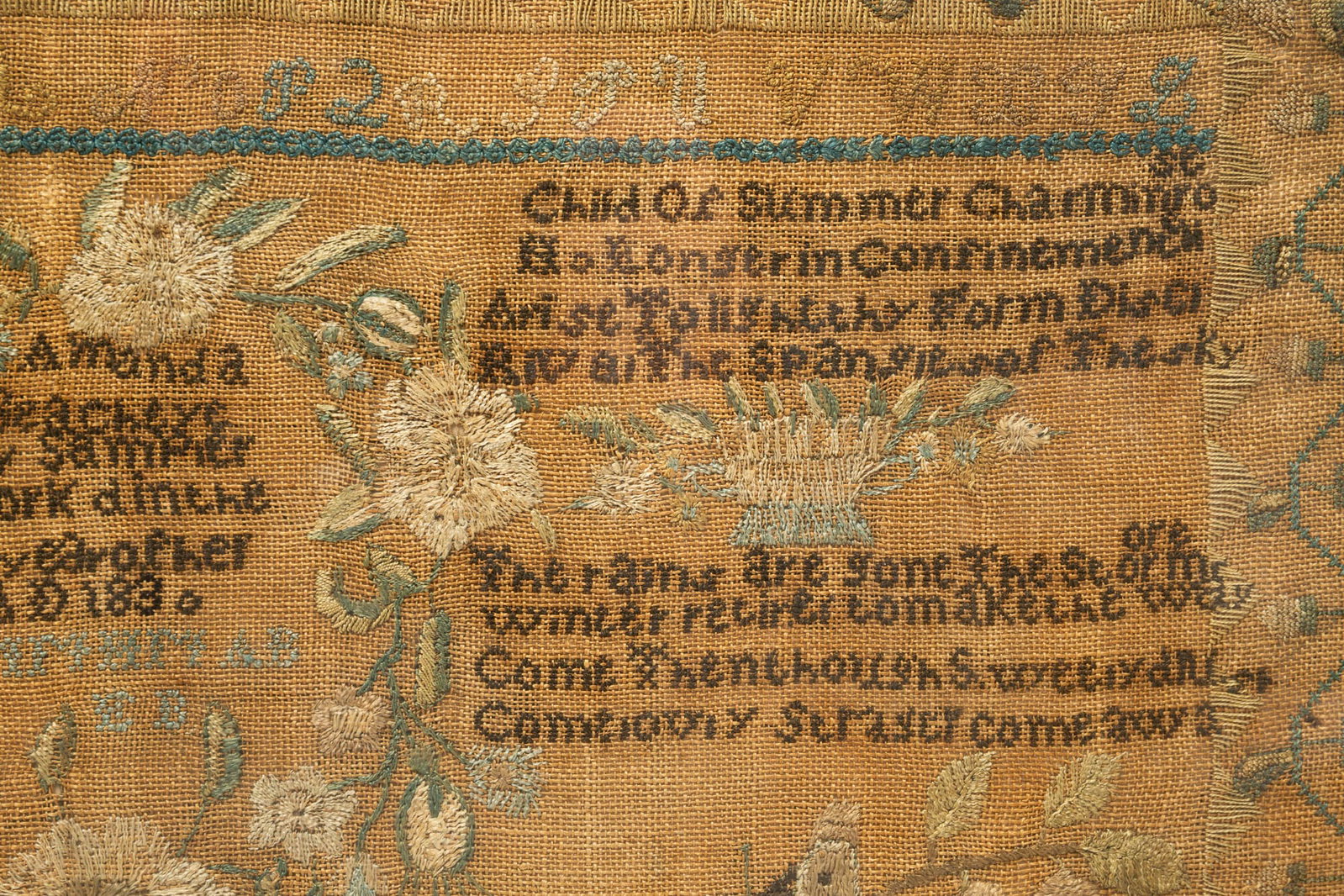 NEEDLEWORK SAMPLER BY AMANDA BEACHEYE, DATED 1830. - 4