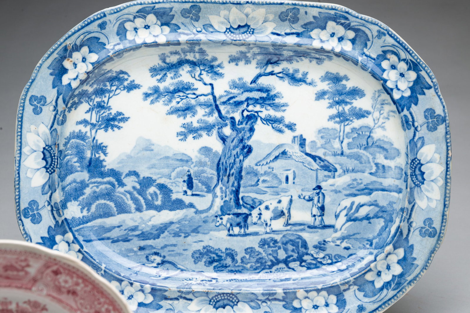 FOUR TRANSFERWARE PLATES AND A PLATTER. - 5
