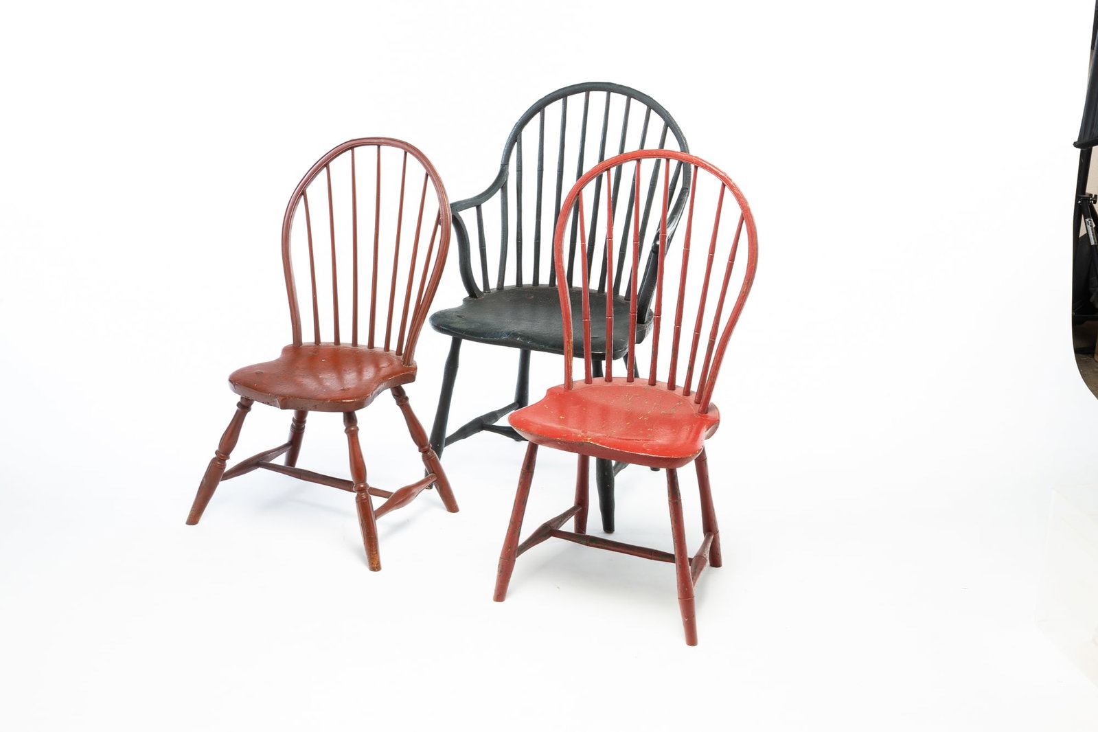THREE PAINTED WINDSOR CHAIRS. (1 of 5)