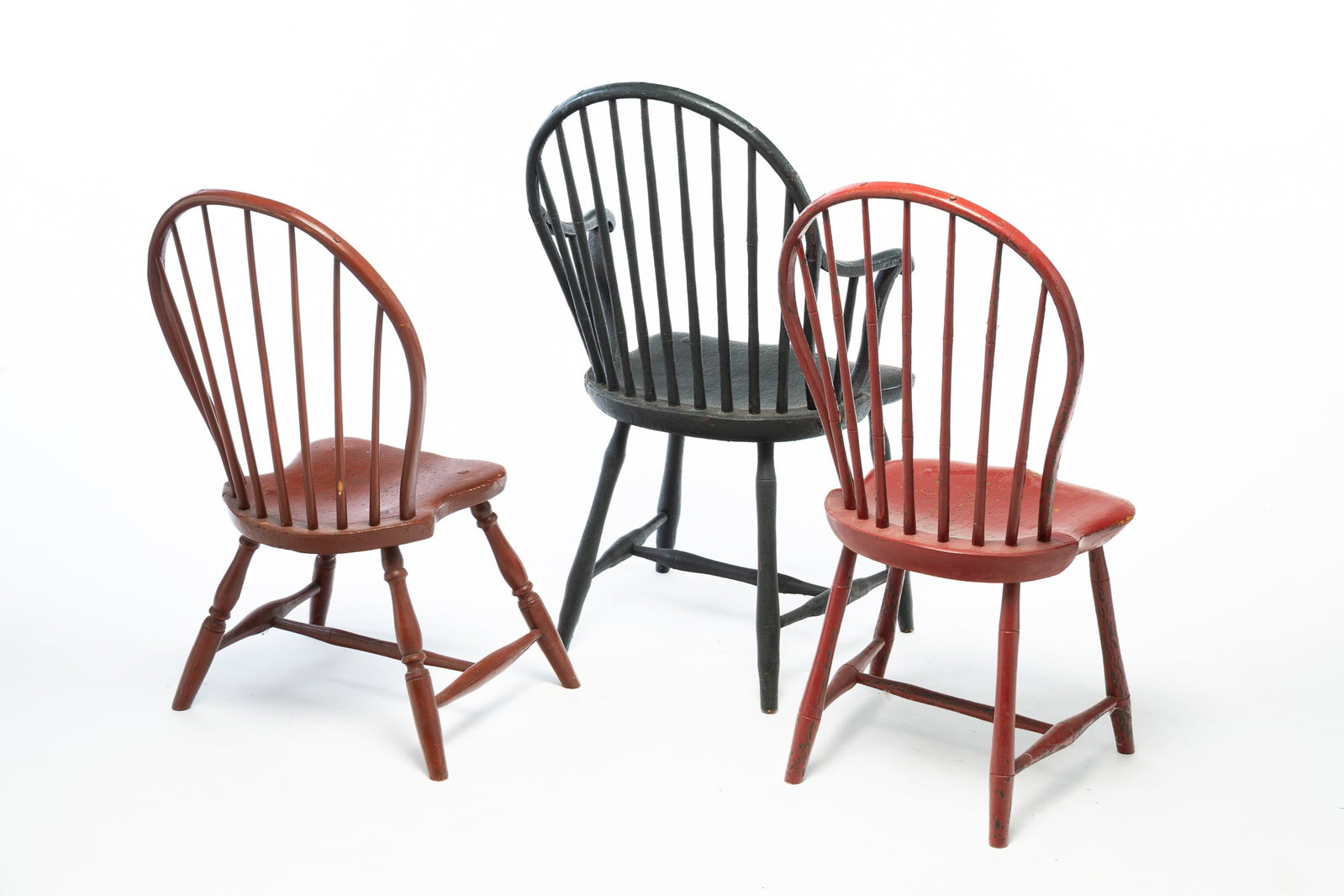 THREE PAINTED WINDSOR CHAIRS. - 5
