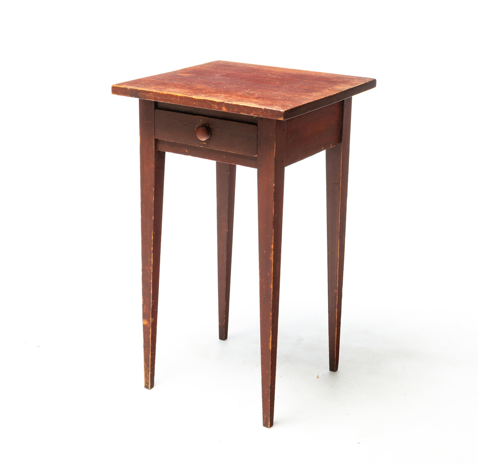 NEW ENGLAND COUNTRY HEPPLEWHITE STAND WITH ORIGINAL REDDISH-BROWN PAINT. (1 of 4)