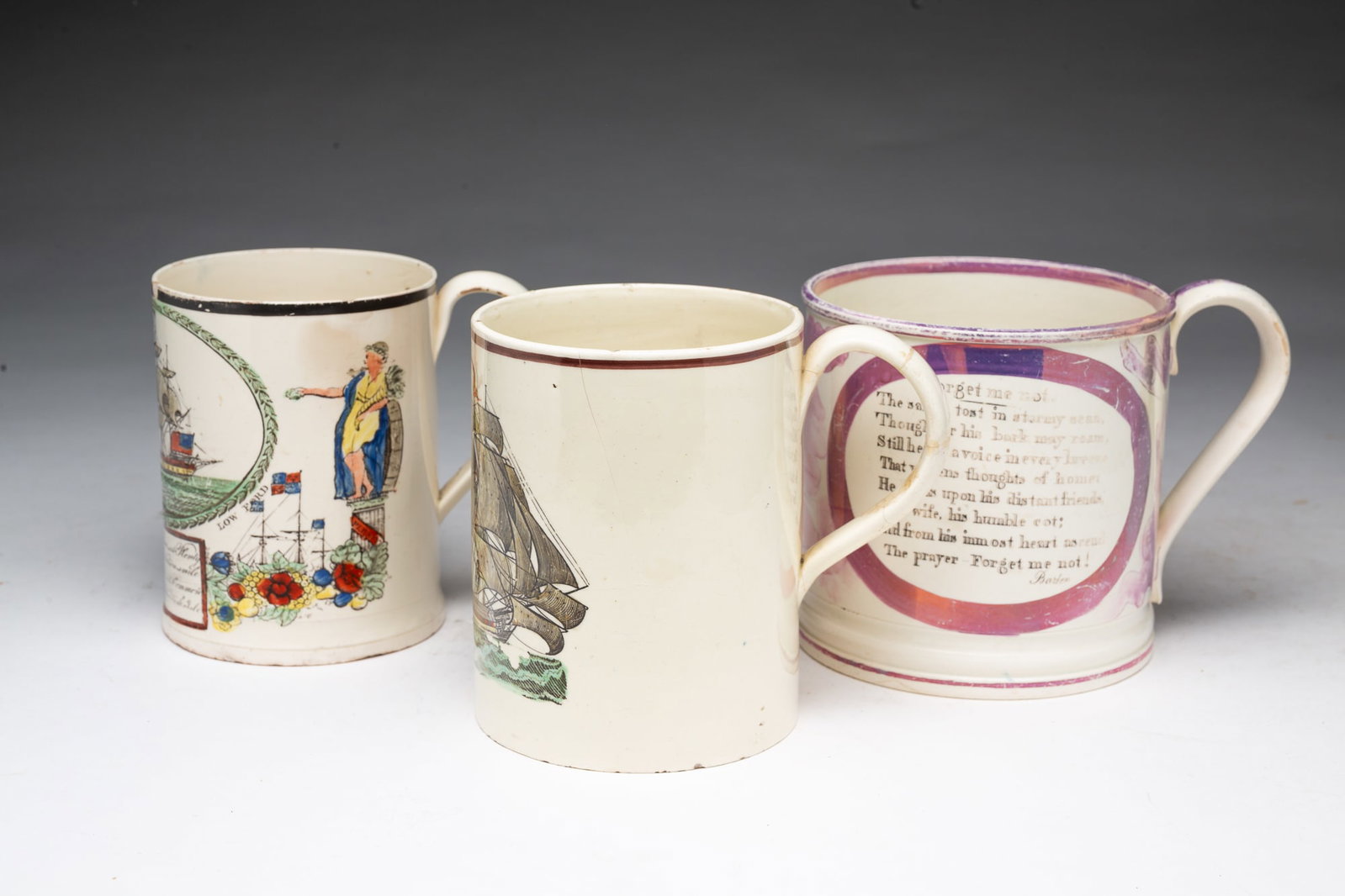 THREE PEARLWARE MUGS. - 2