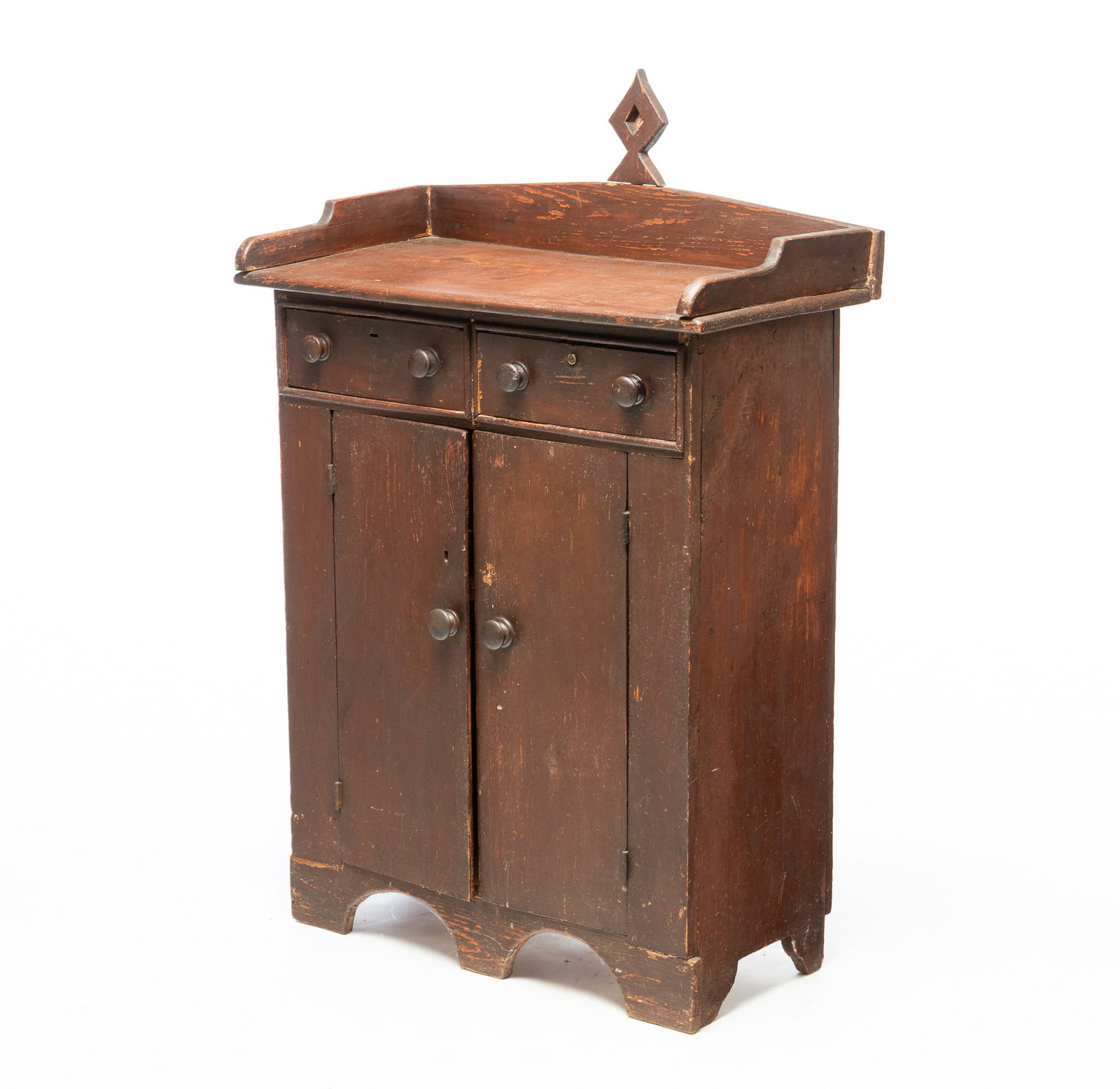 FOLKSY JELLY CUPBOARD WITH ORIGINAL REDDISH-BROWN PAINT. (1 of 6)