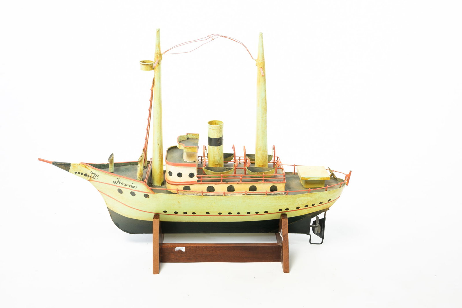PAINTED SHEET METAL SHIP MODEL OF THE "AMANDA". (1 of 4)