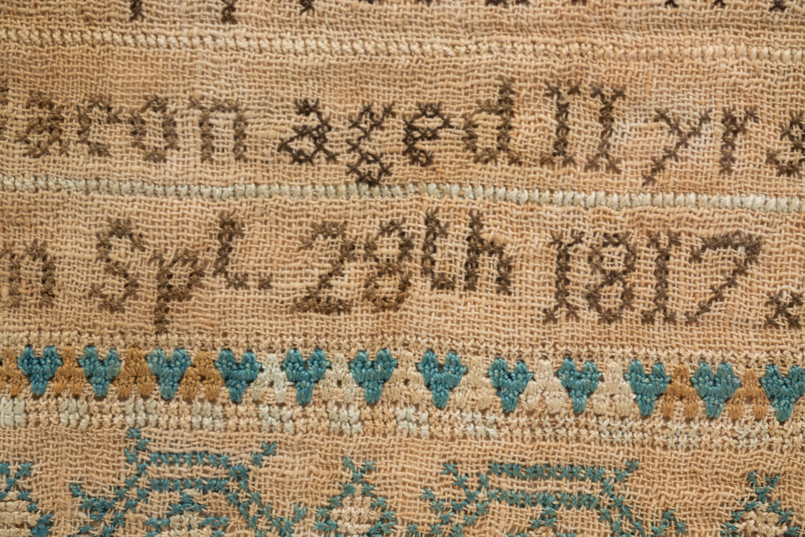 JULIA A. BACON NEEDLEWORK SAMPLER DATED 1817. - 3