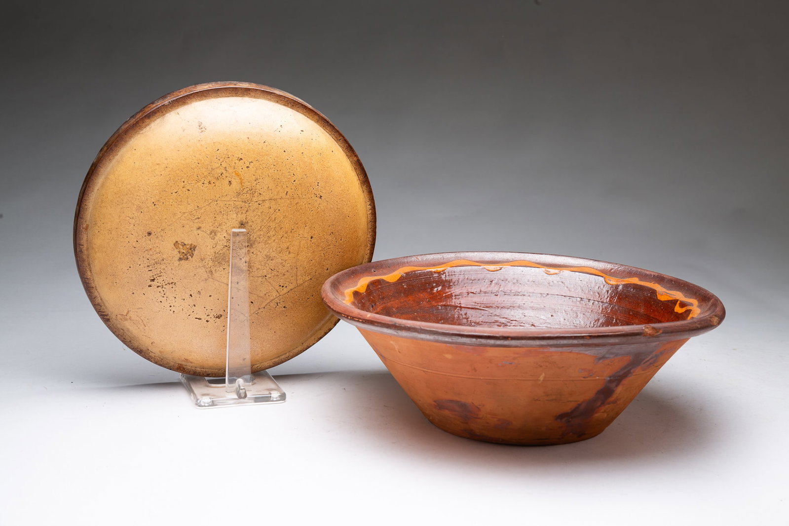 TWO REDWARE BOWLS. - 2