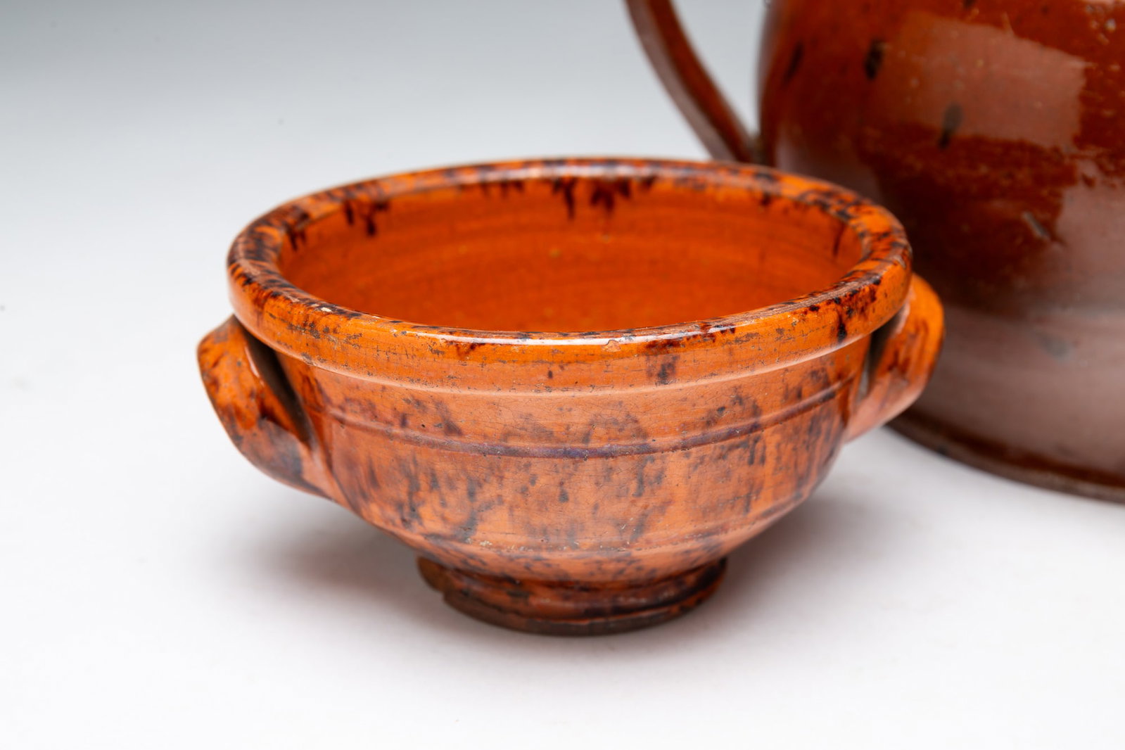 THREE GLAZED REDWARE ITEMS. - 3
