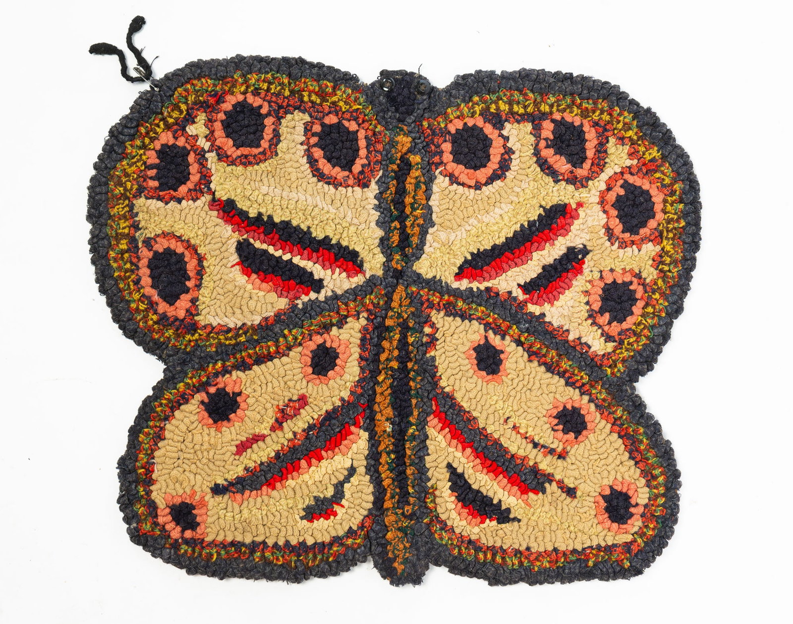 BUTTERFLY HOOKED RUG. (1 of 3)