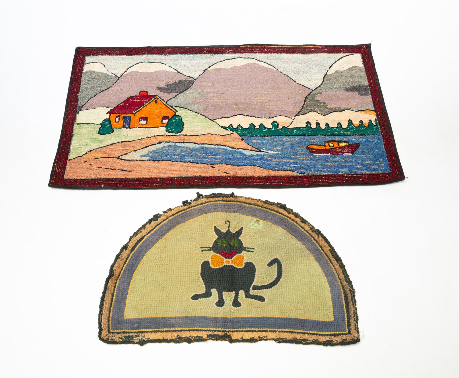 TWO HOOKED RUGS. - 5