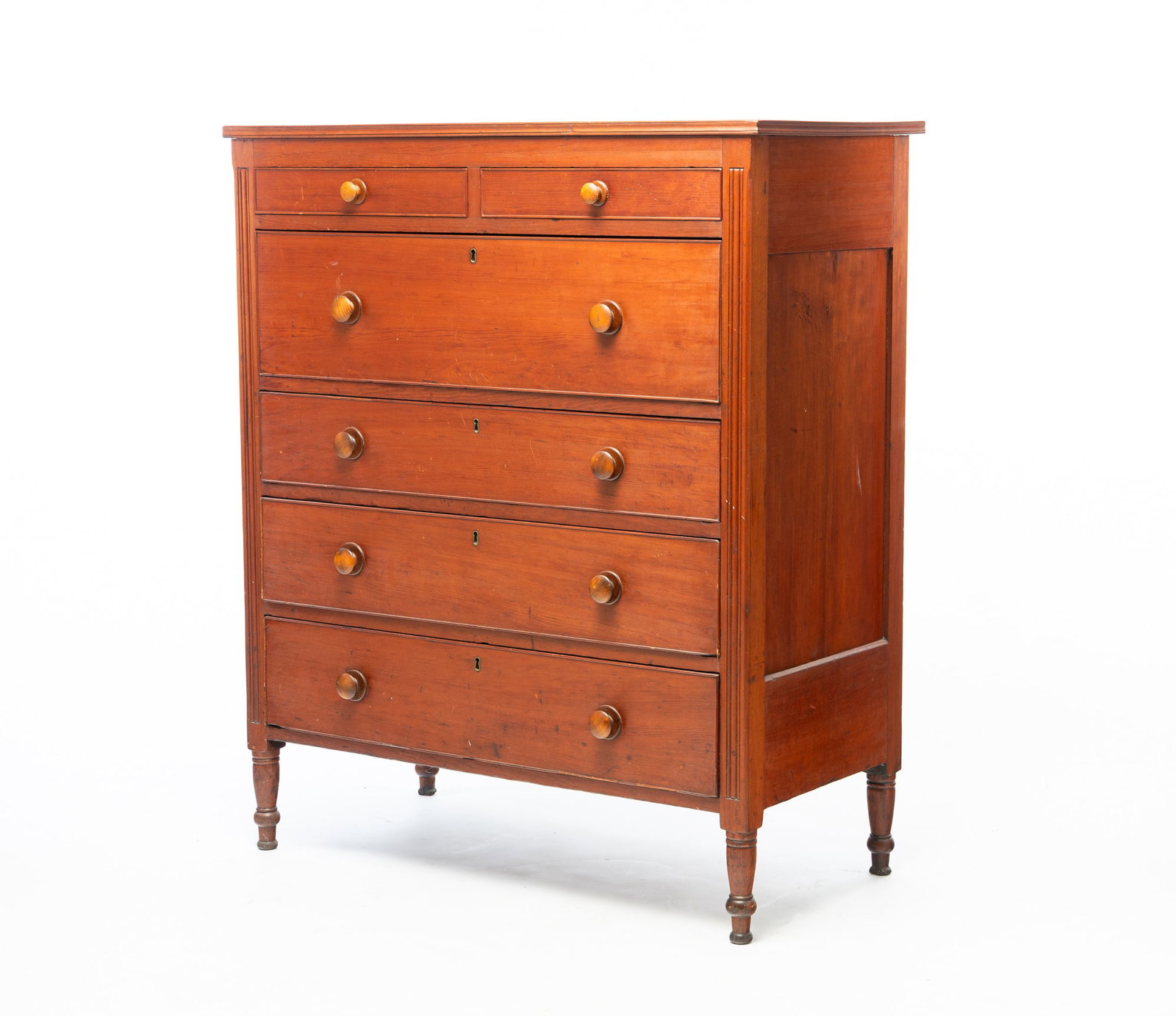 SHERATON CHERRY CHEST OF DRAWERS. (1 of 6)