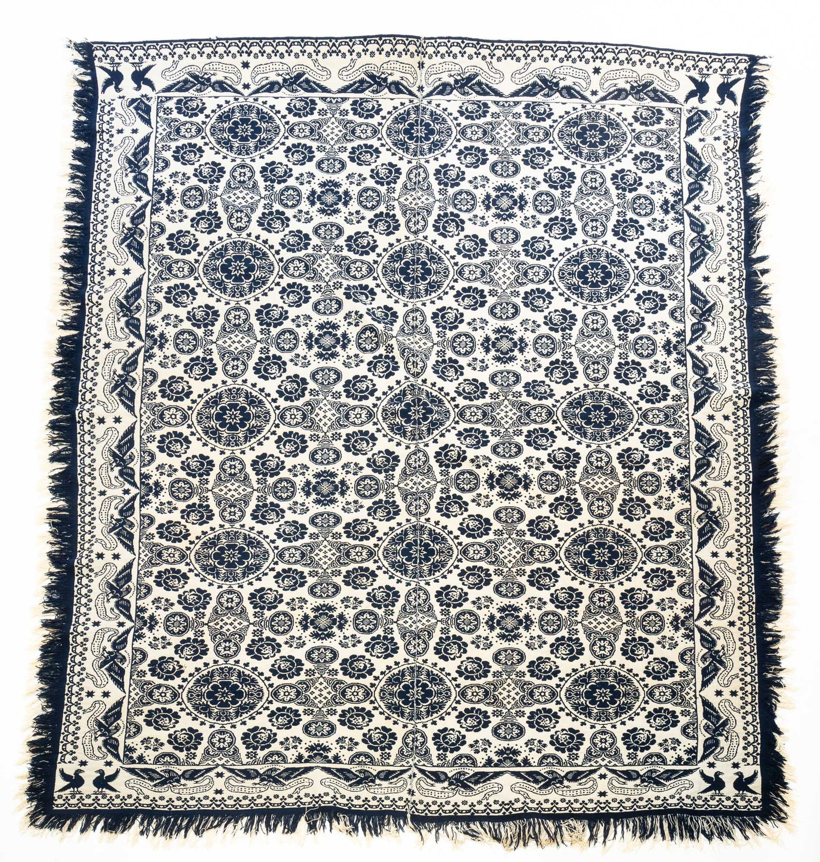 TWO SUMMER-WINTER JACQUARD COVERLETS. (1 of 7)