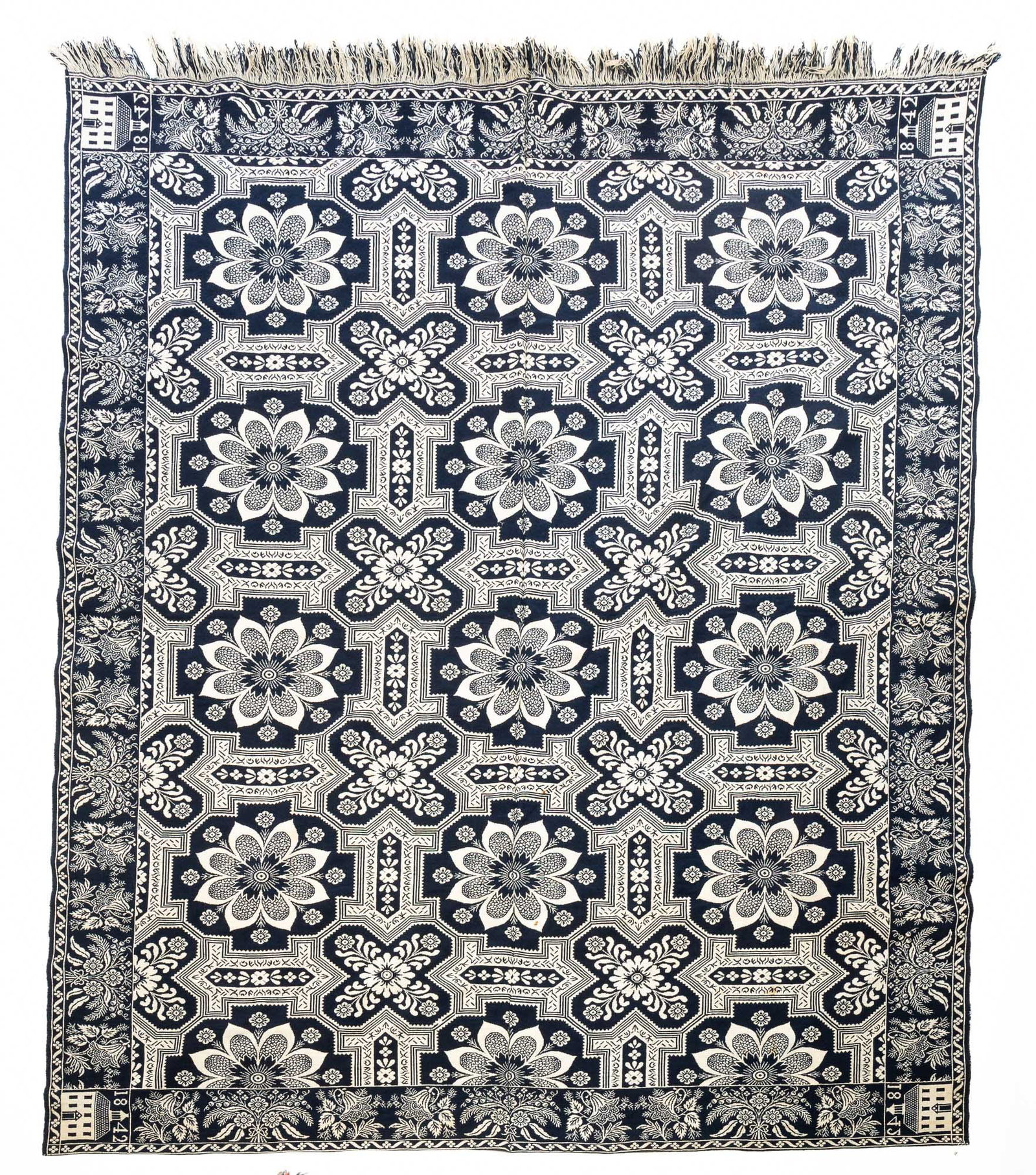 THREE JAQUARD COVERLETS. (1 of 11)