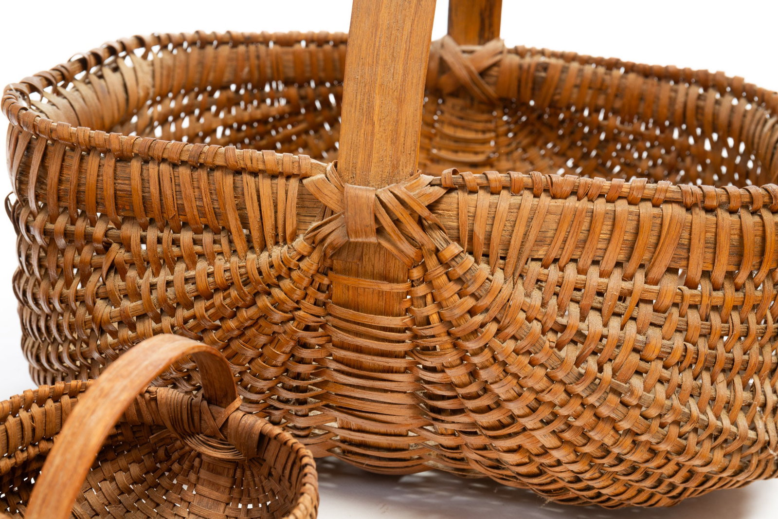 THREE SPLINT WOVEN BASKETS. - 3