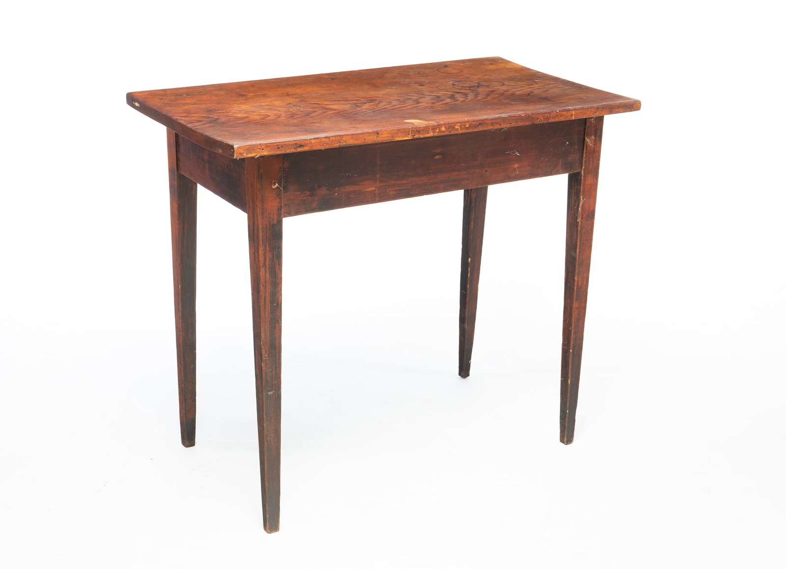 HEPPLEWHITE PINE WORK TABLE WITH RED PAINT. (1 of 5)